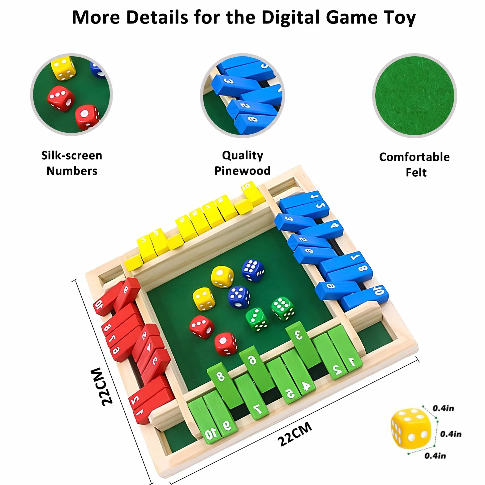Shut The Box 2-4 Giocatori Giochi da Tavolo,Gioco da Tavolo in Legno con 8 Dadi,Giochi di Matematica,Classico Gioco da Tavolo,Gioco di Matematica per Bambini e Adulti