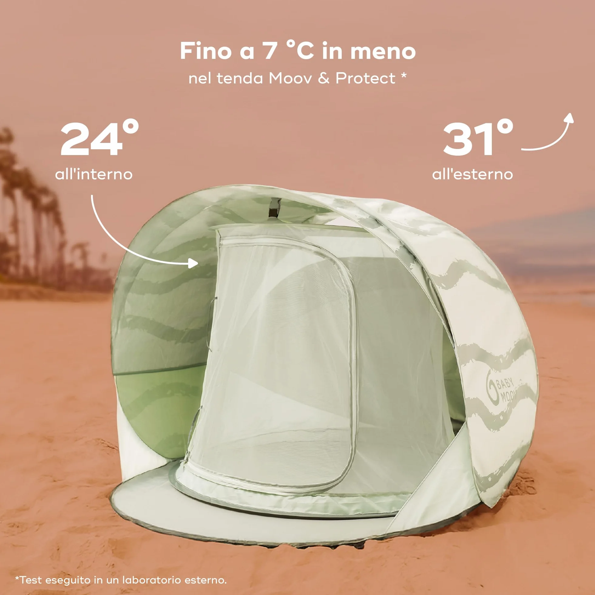 Babymoov Tenda anti-UV Moov & Protect - Alta protezione UPF 50+ - Tenda Rinfrescante - Grande Dimensione - Sistema Pop-Up - Zanzariera