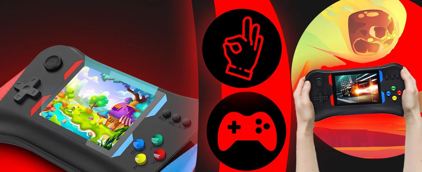 Retoo Console di gioco portatile retrò con display LCD 3,5 pollici, per due giocatori con 500 giochi classici, batteria 1200 mAh, schermo, console per videogiochi retrò per bambini, console da gioco