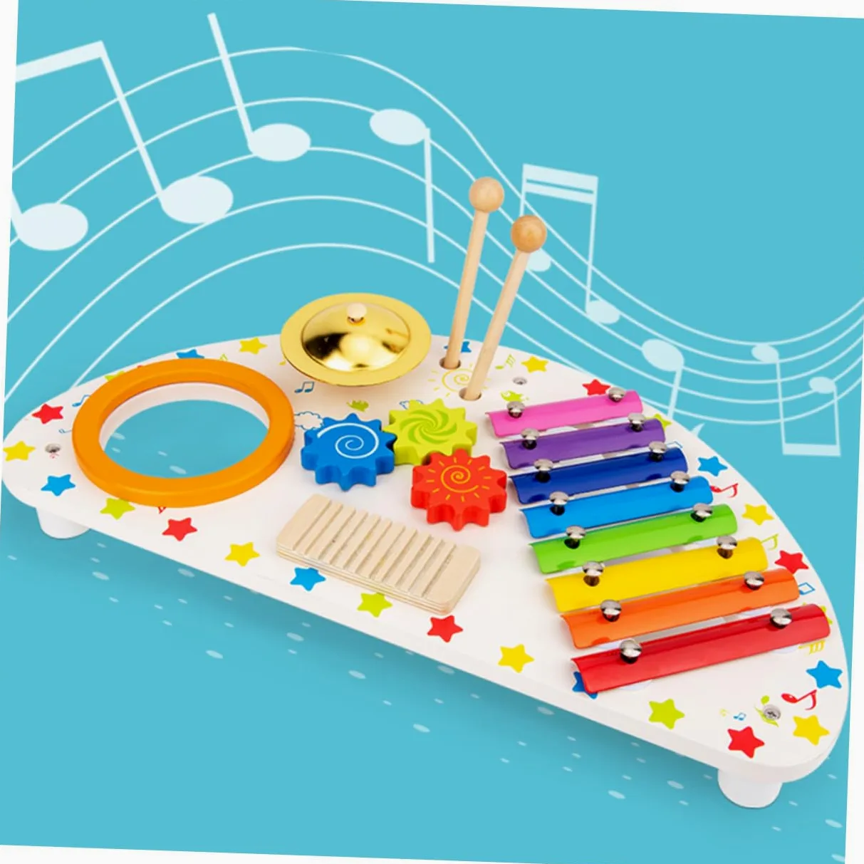 HANABASS Percussioni in Legno per Ragazzo Ragazza Strumento Musicale Xylophone Gioco Educativo per Sviluppo Ritmo e Socialità