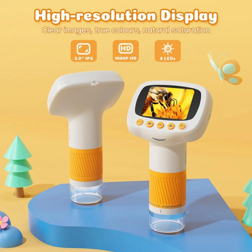 Microscopio Portatile per Bambini, Microscopio con Supporto per Bambini, Giocattolo, Regalo Educativo per Studenti