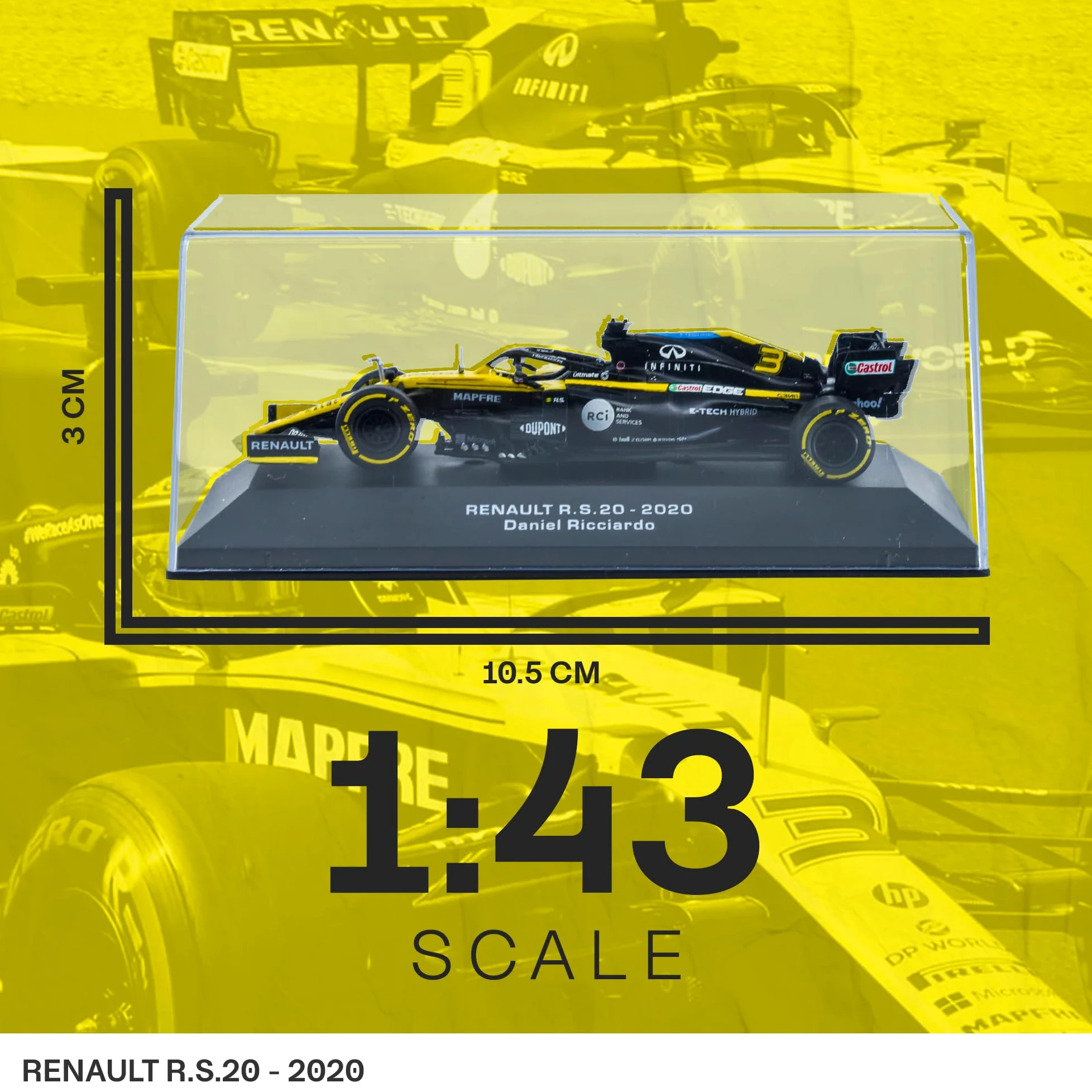 1:43 F1 Team RS20-2020 Collezione Formula 1 Race # 3 Modello Ispirato a Daniel Ricciardo & Esteban Ocon Diecast Modello da collezione