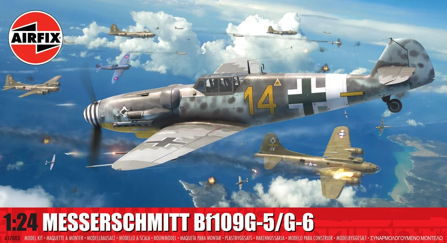 Kit di modellismo aereo in plastica AIRFIX - A17003 Messerschmitt Bf109G-5/6 per adulti e bambini dagli 8 anni in su, il set include sprue e decalcomanie - Modellismo aereo in scala 1:72