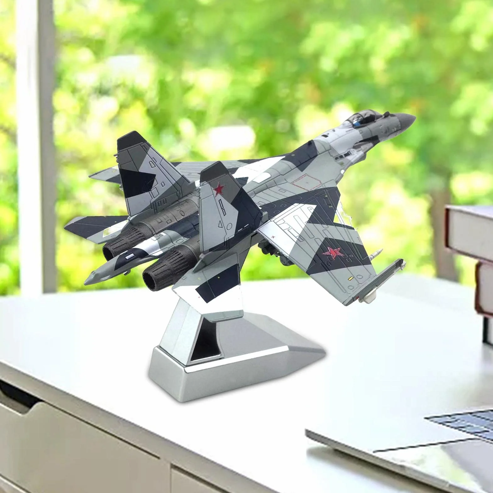 F Fityle Sukhoi SU-35 Modello Aereo da Caccia in Metallo 22x14,5 cm