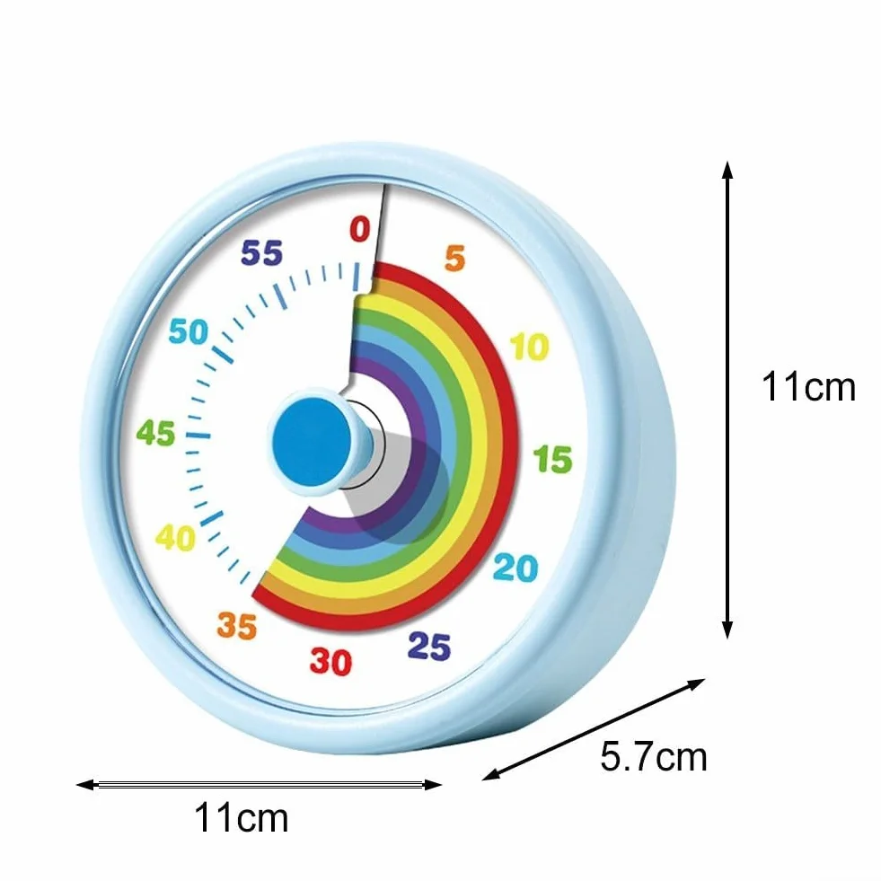 Honseadek Timer visivo per bambini orologio di apprendimento 60 minuti timer conto alla rovescia con design cerchio arcobaleno 3 impostazioni del volume per aula studio ufficio gestione del tempo