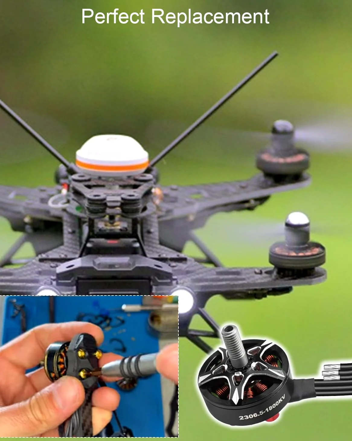 FPV Drone Motor 2306.5 1800KV 6S Brushless Motor Fit for FPV Racing Drone QAV Quadcopter, 4 Pz