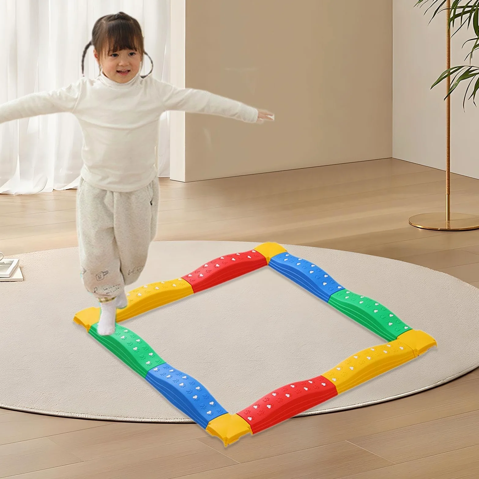 Gioco di Equilibrio per Bambini con Blocchi E Percorso Ad Ostacoli Aiuta a Sviluppare Coordinazione Motoria E Fisica Adatto per Interni Ed Este, 12 Pezzi Arcobaleno