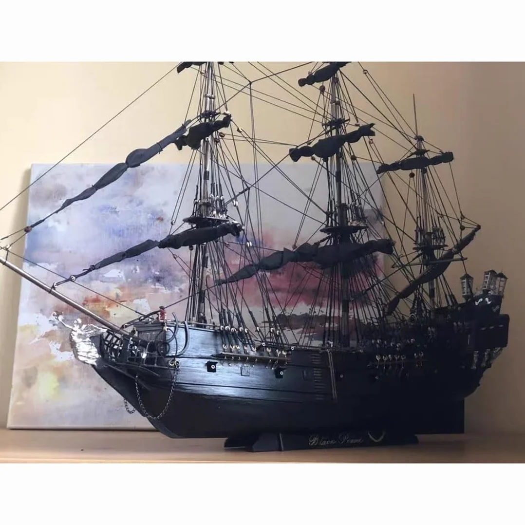 ToysWeltX 1/50 - Kit di costruzione in legno medievale Black Pearl serie nave pirata (versione kit)