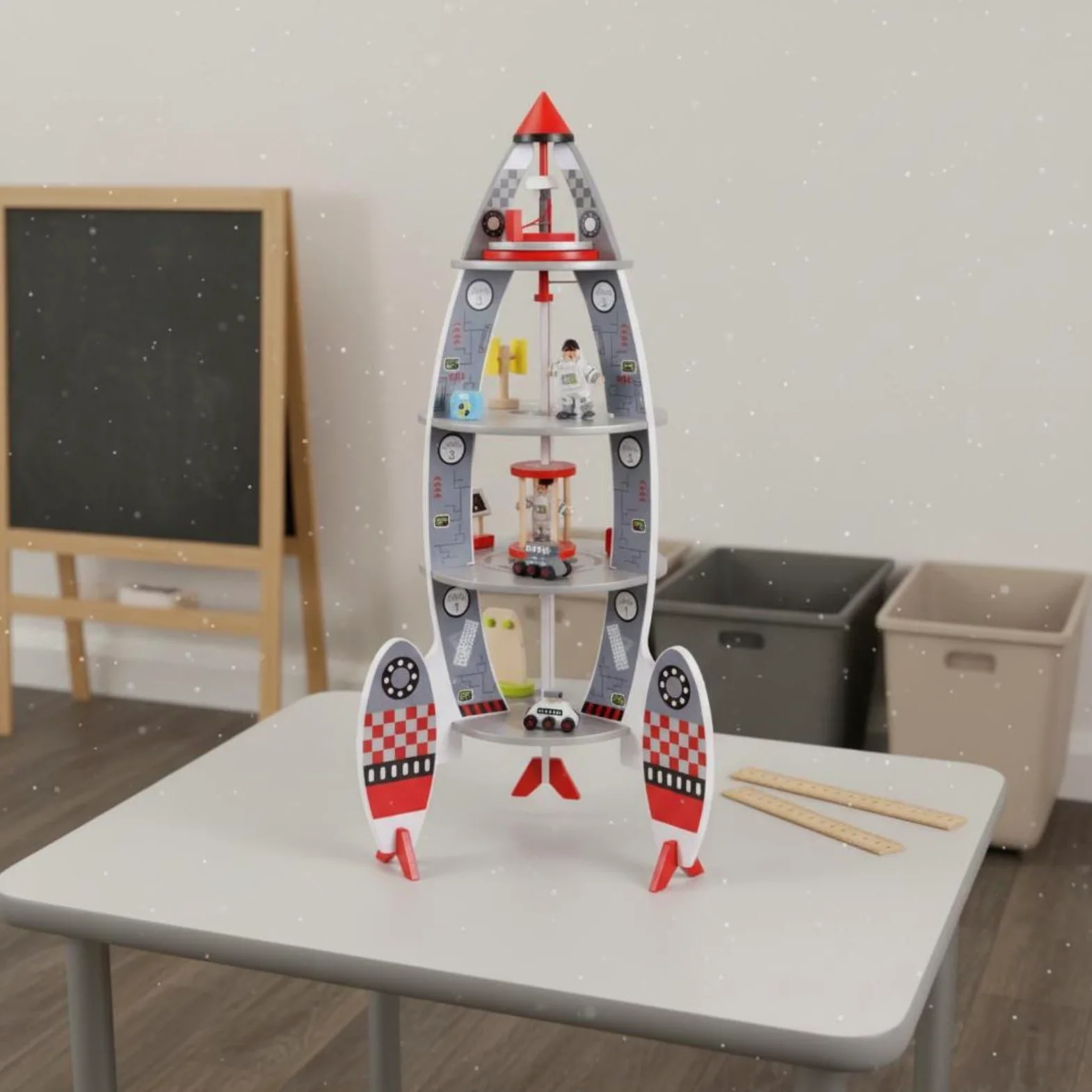 Modello Astronave Giocattolo Set Costruzione Razzo Navicella Spaziale Legno Educativo Manuale STEM con Pezzi Rimovibili Adatto per Gioco Bambini Laboratorio Scolastico Regalo Casa