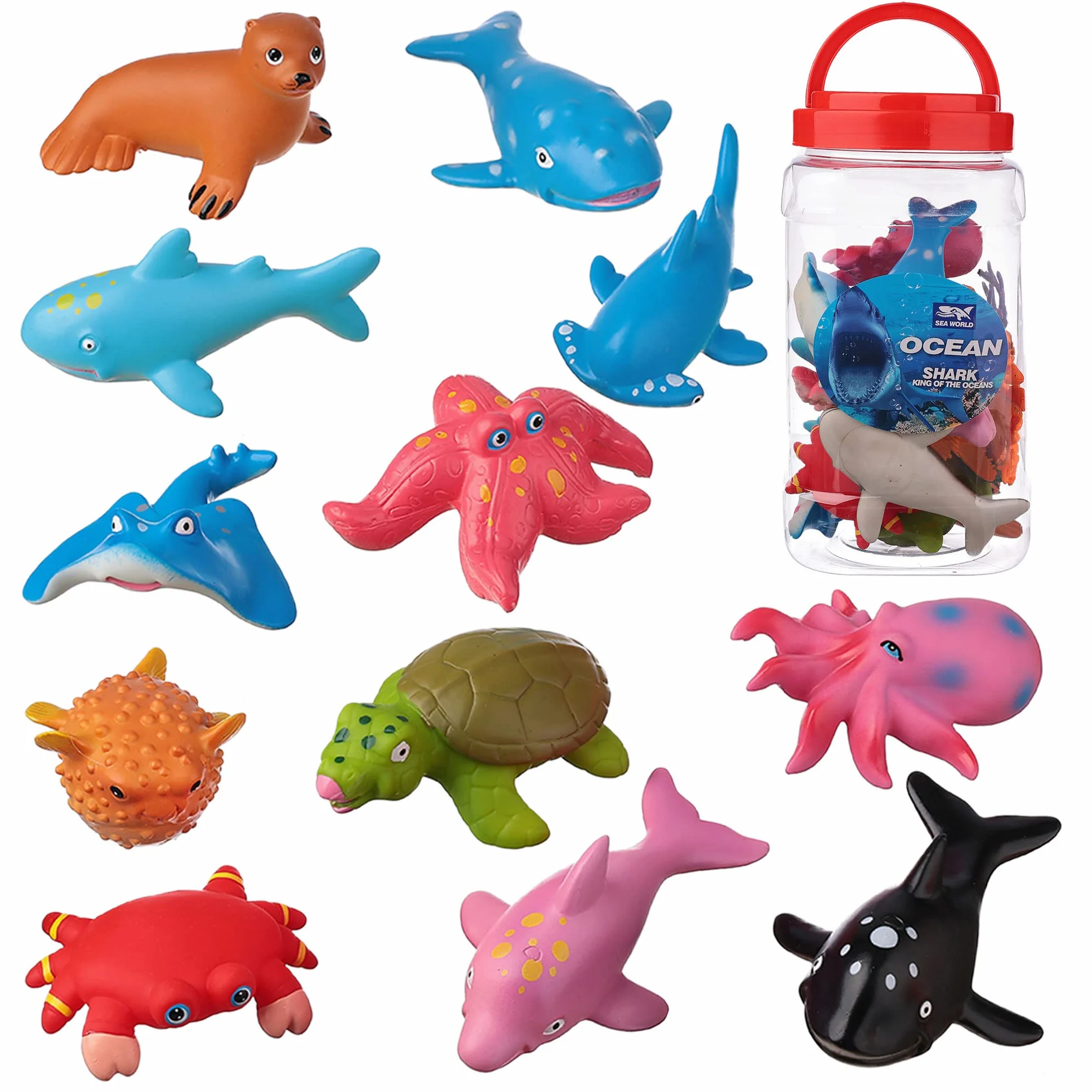Giocattoli da Bagno Senza Foro per Bambini, 12 Pezzi Senza Muffa Baby Ocean Sea Animal Vasca da Bagno Piscina Giocattoli per Ragazzi Ragazze