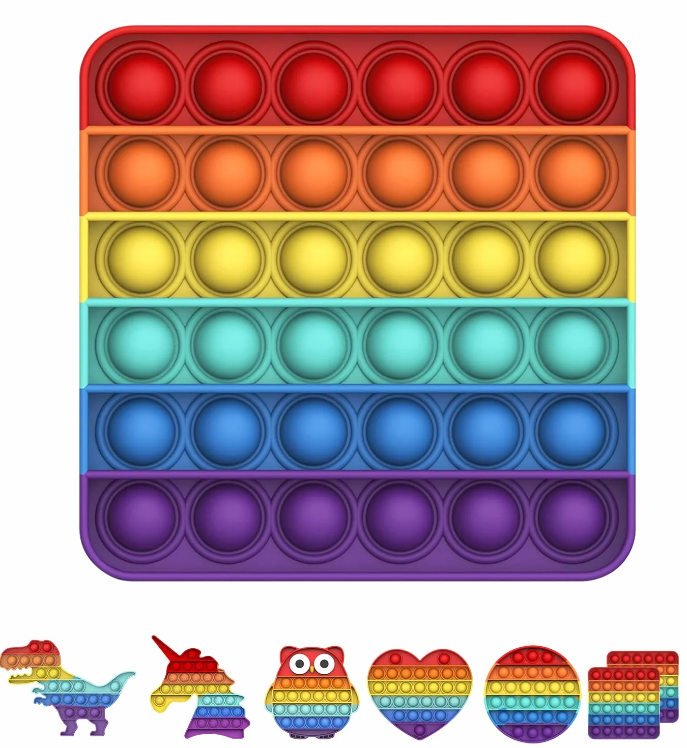 Giocattolo Sensoriale Pop Fidget Silicone Quadrato Multicolore Antistress per Bambini