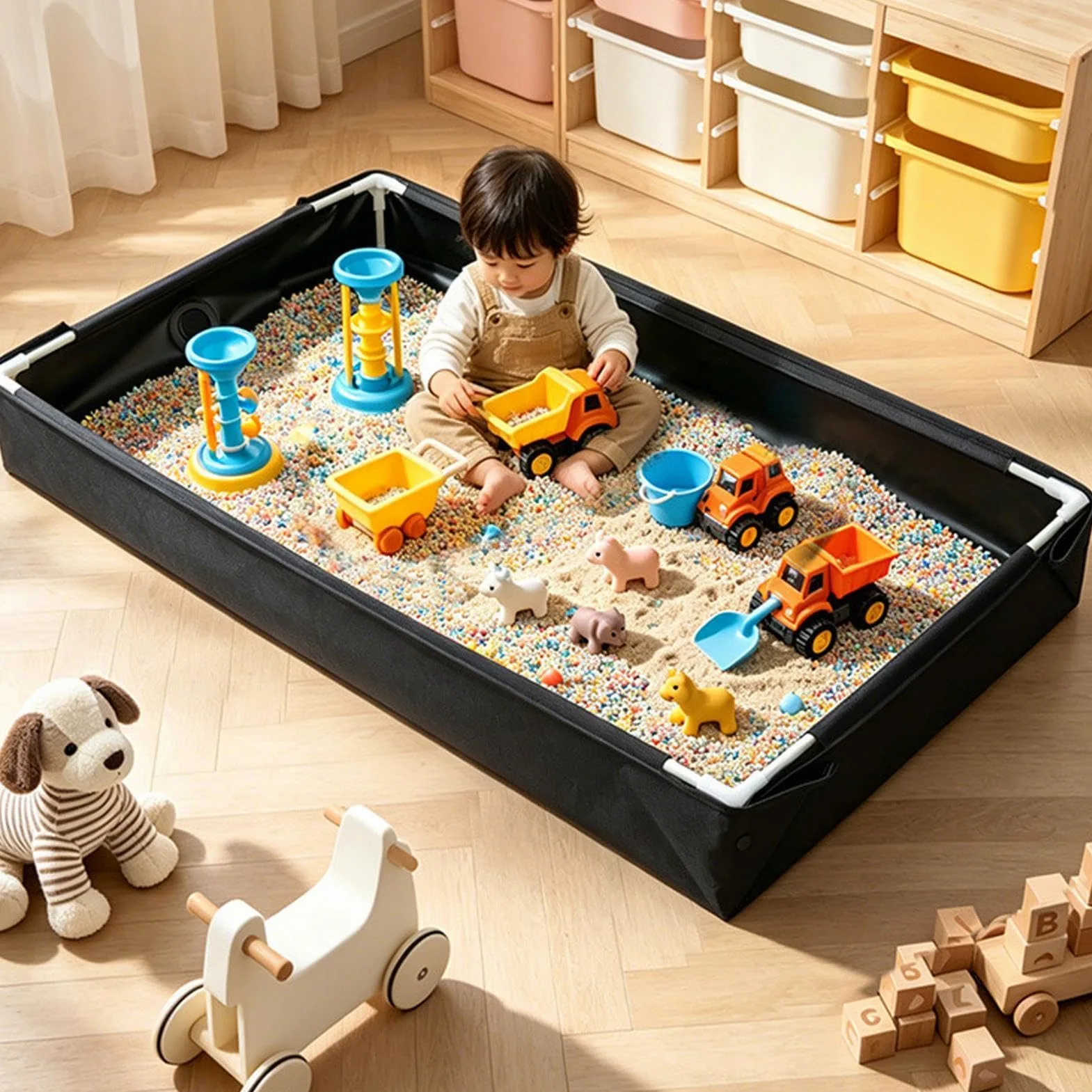Generisch Sabbiera pieghevole | d'acqua all'aperto con tubo di scarico staccabile | Pozzanghetta portatile da spiaggia per bambini, spiaggia, cortile, viaggi, casa, campeggio, interni