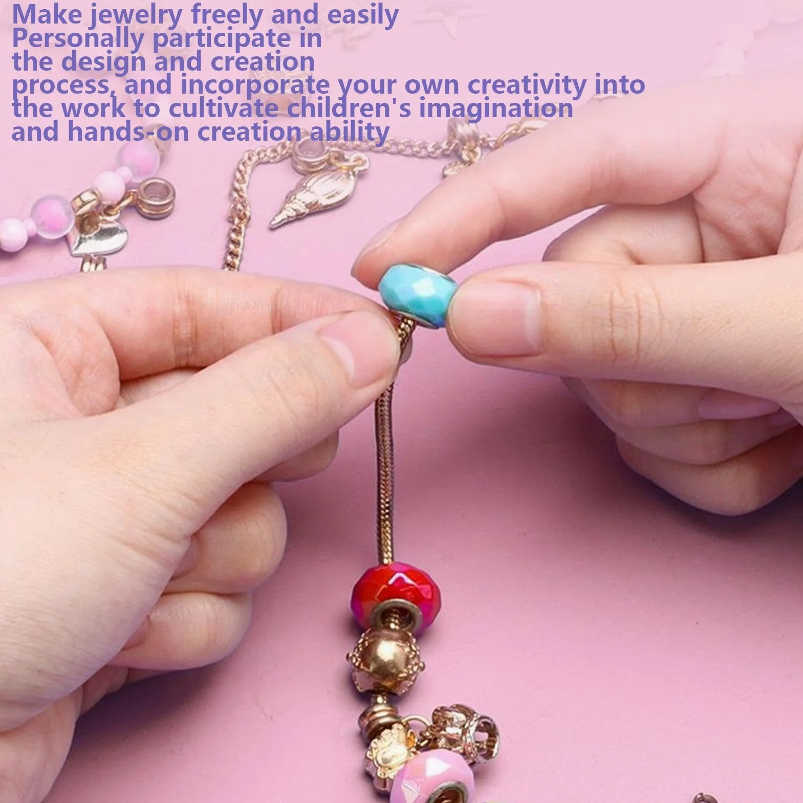 Kit Creazione Gioielli Attività Creativa Interattiva per Imparare | Set Gioielli per Bambine con Clip per Capelli per in Famiglia Scuola Viaggi Campeggio Festa