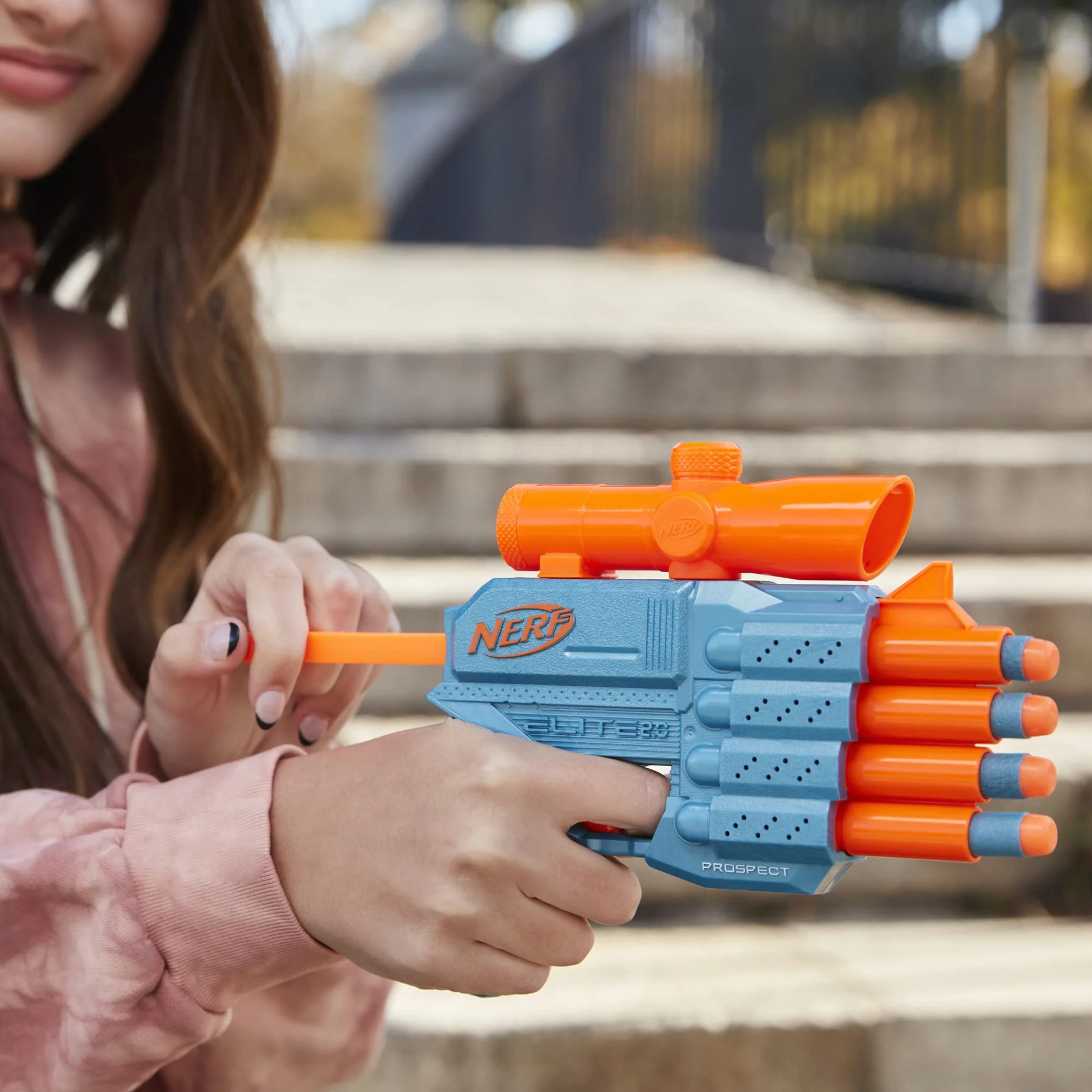 Nerf Elite 2.0 Prospect QS-4 Blaster, 8 dardi, mirino telescopico