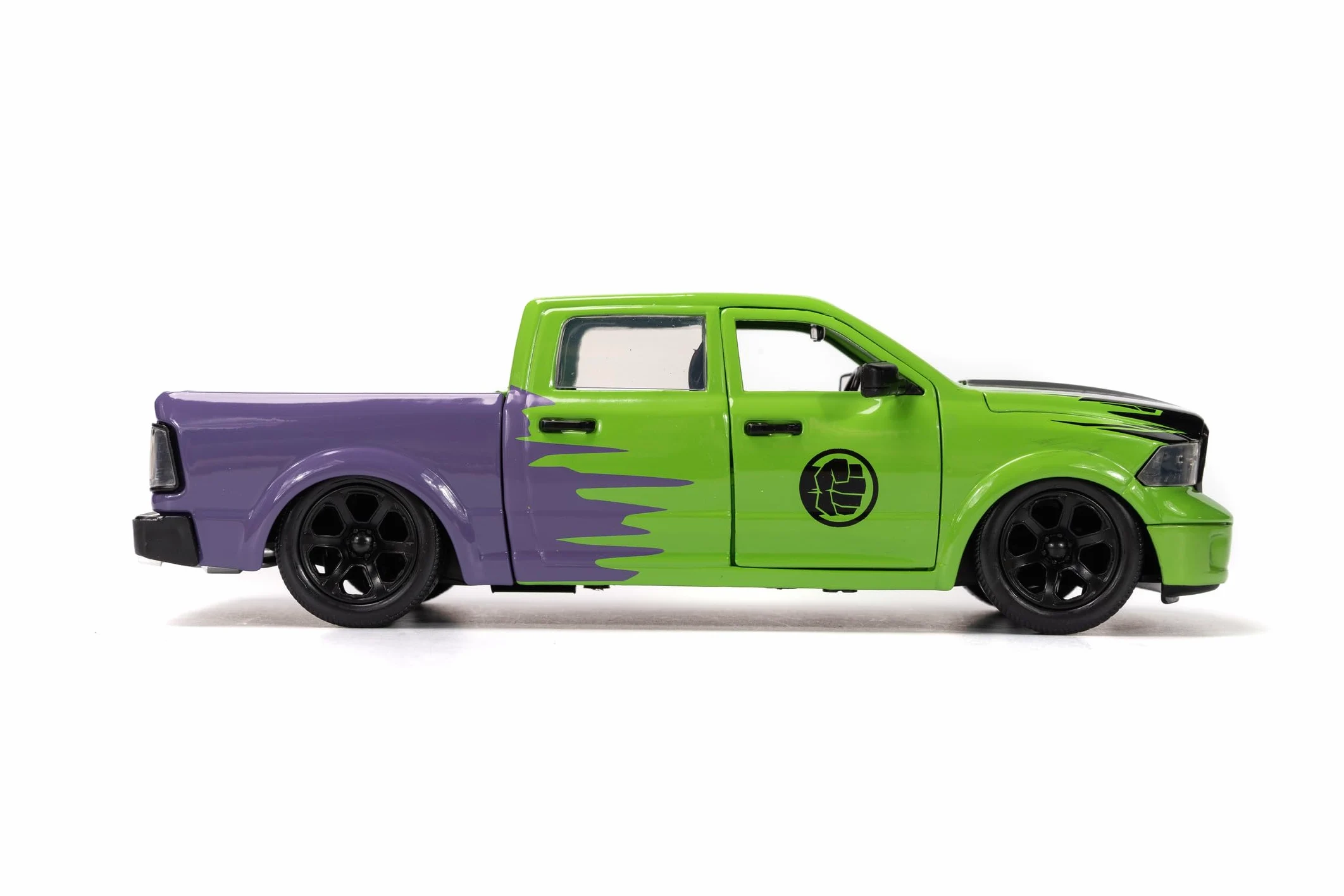 Jada Toys Marvel Hulk Figura con Modellino Auto 2014 Dodge Ram 1500 - Set da Collezione Avengers (6 cm) e Auto Giocattolo (20 cm) per Appassionati e Bambini