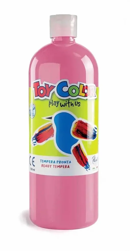 PRESTIGE & DELUXE Tempera pronta superlavabile - Flacone da 1000 ml in 18 colori assortiti o set Colorbox da 6 colori primari - Prodotto per Lavori Creativi e Pittura (1, 06- Pink/rosa)