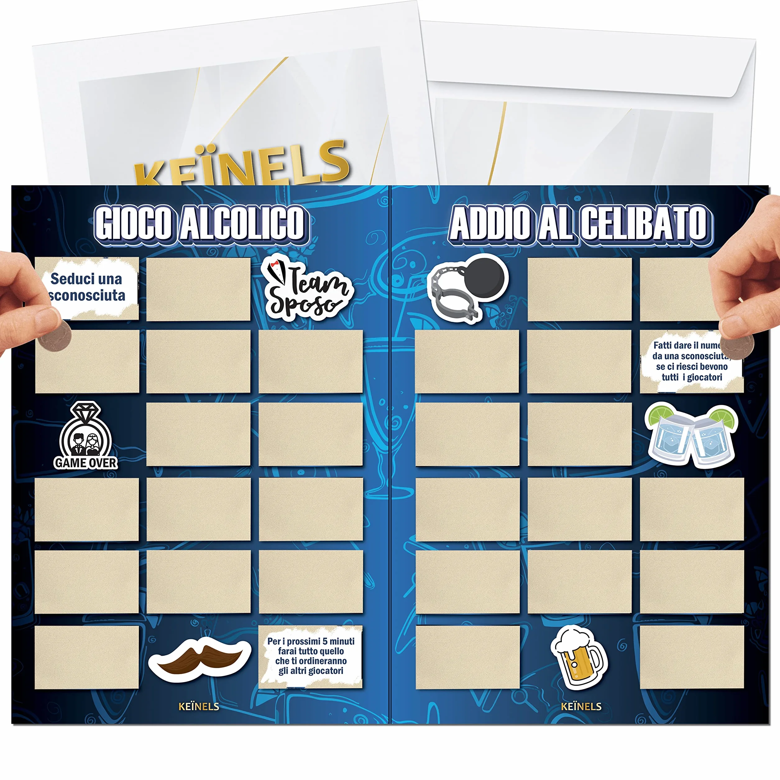 Giochi Alcolici Addio al Celibato - Calendario Alcolico da Tavola Gratta e Vinci - Addio al Celibato Gadget Amici dello Sposo - Kit Scherzi Accessori Team Groom to Be - Gioco per Bere Grattabile