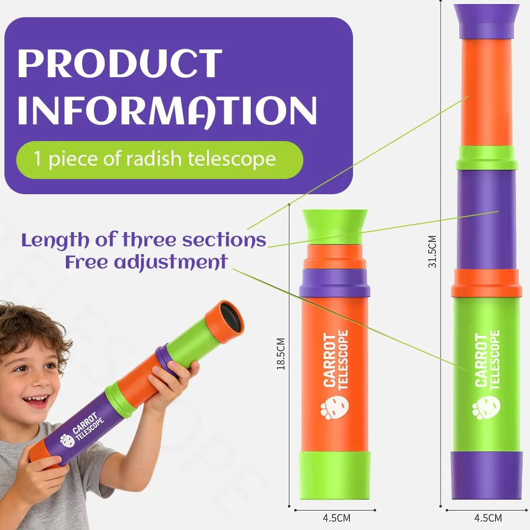 Cannocchiale per Bambini 8x - Materiale Plastico Leggero, Regalo Perfetto per Osservazione Uccelli & Attività Outdoor