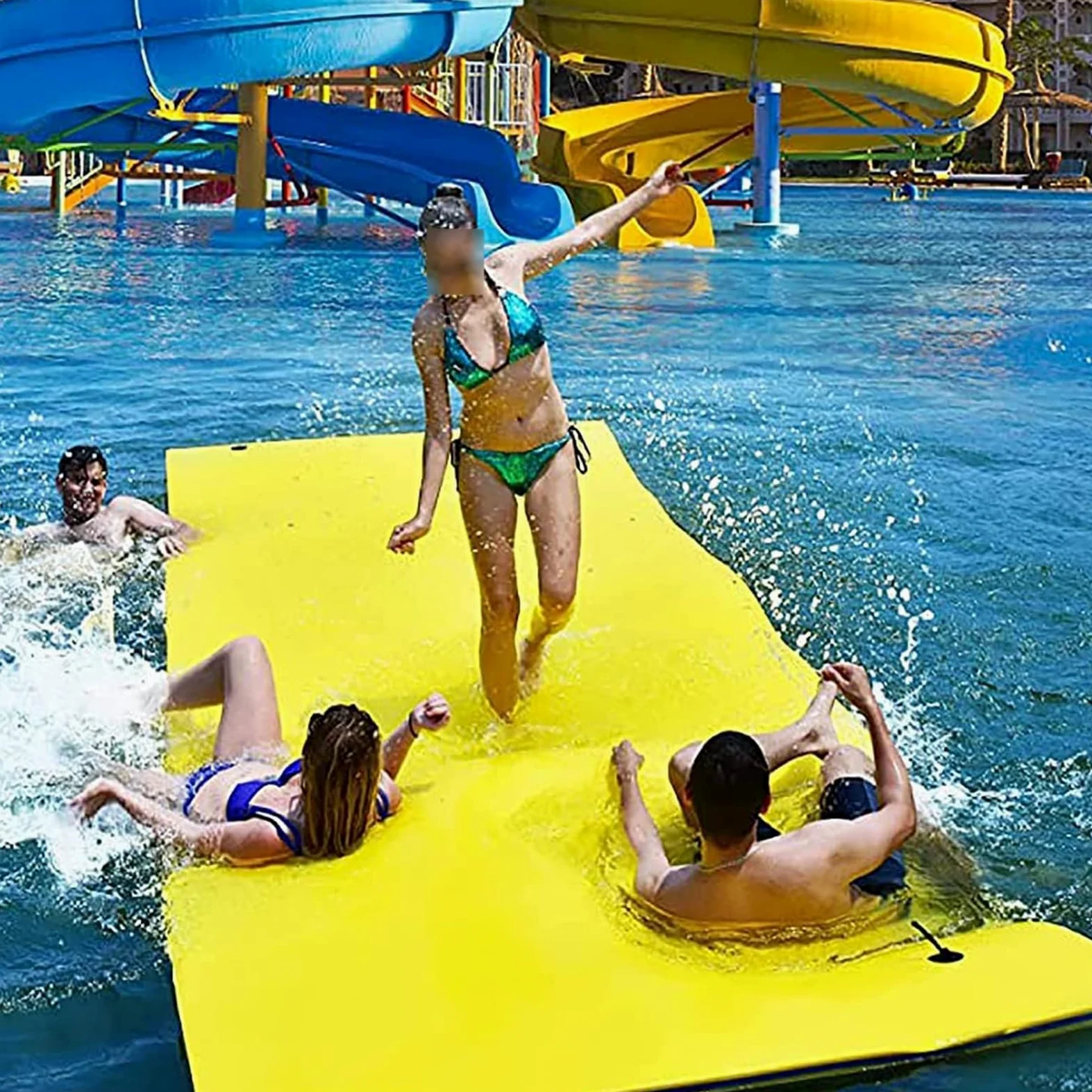 Tappeto Galleggiante, Tappeto d'Acqua Galleggiante Resistente agli Strappi per Lago, Tappeti Galleggianti per Piscina Ricreativa, Spiaggia, Lago, Disponibile, Adatto a più Utenti,Giallo,400x150x3.3cm