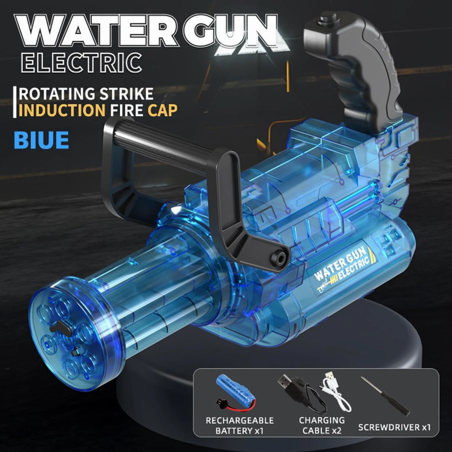 Giocattolo Elettrico per Pistola ad Acqua Squirter Elettrico da Esterno | Giocattolo ad acqua con effetti luce e fiamma per Bambini Giardino Cortile Spiaggia