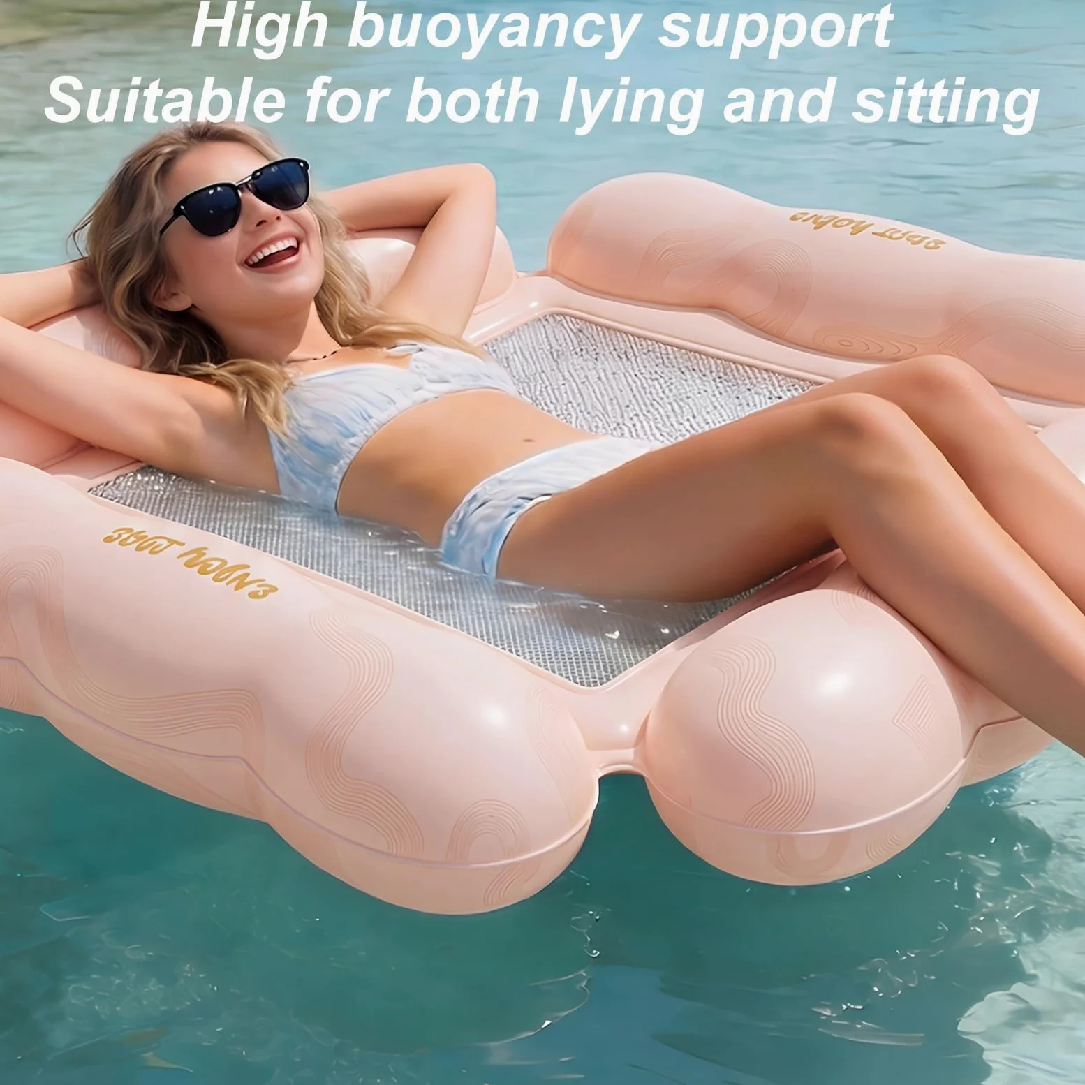 Materassino Piscina, Amaca Gonfiabile da Mare, Design a Quattro Airbag, Design a Rete Intermedia, per Fiumi e Località Balneari