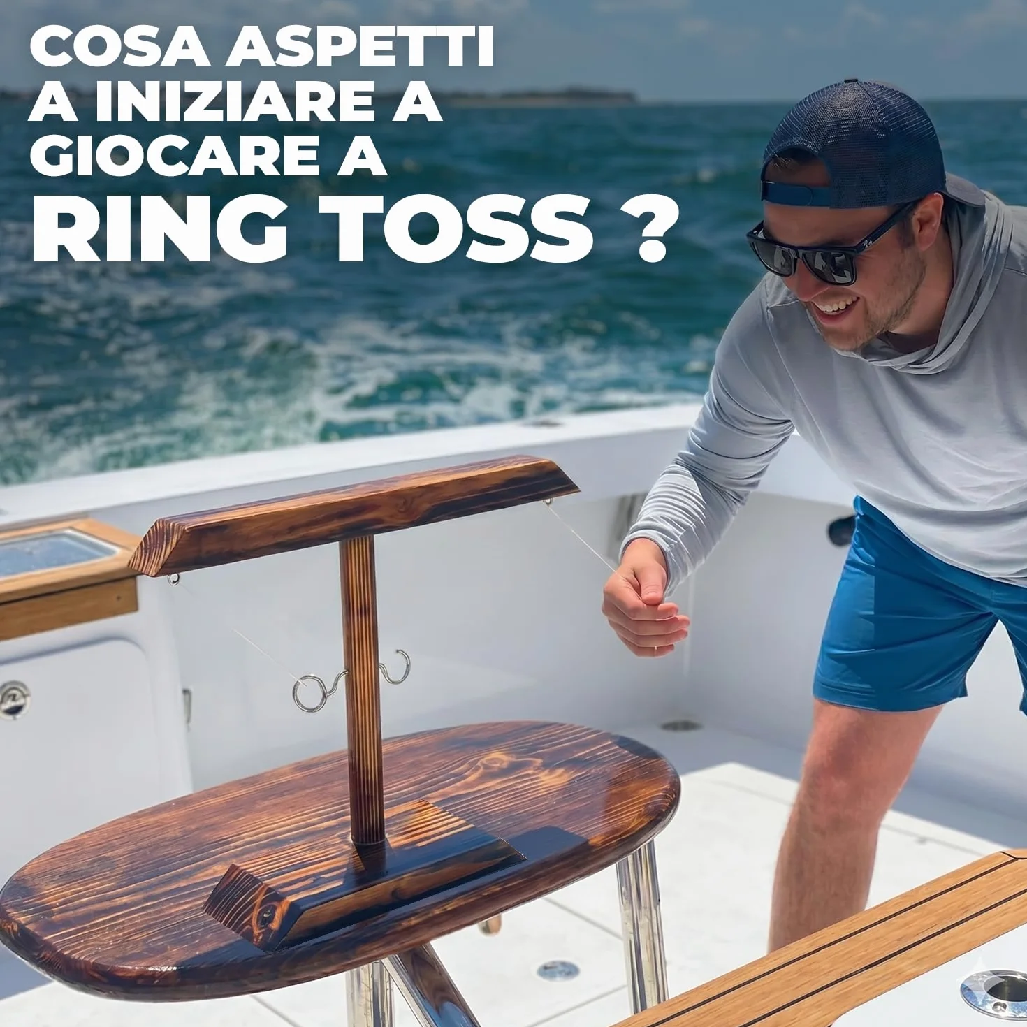 Original Cup Gioco Ring Toss® | Gioco di abilità in Legno | qualità Premium | Lanciatore di Anelli Appeso | Chi sarà Il più Veloce? | all'Interno e all'aperto | Adulti | 100% Legno | SparkL®