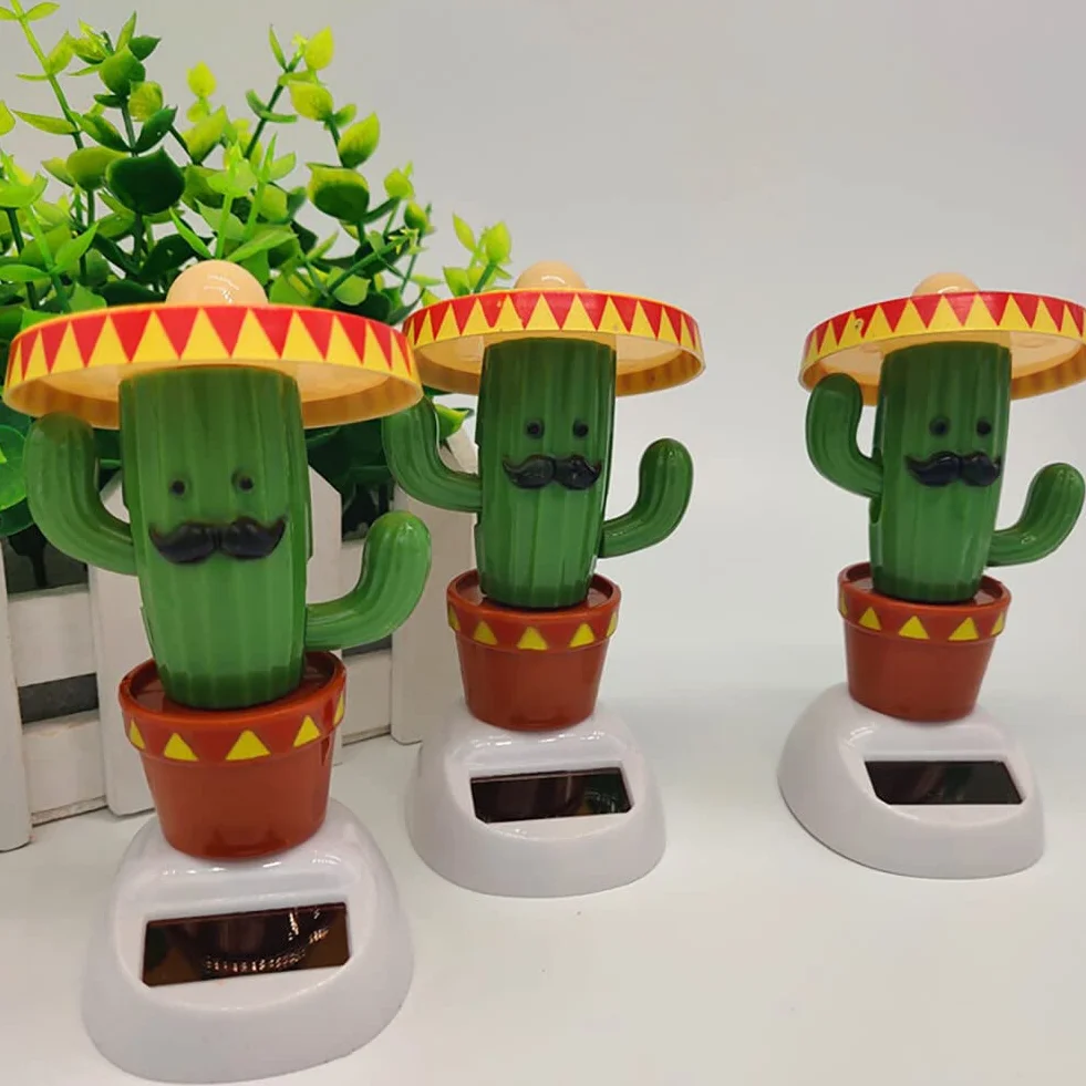 LICHENGTAI Bambola Hawaiana a Energia Solare Giocattolo, Bambola del Cruscotto della Pianta di Cactus ad Energia Solare, Carine Pianta di Cactus Bobbleheads Statuetta per Auto Decorazione