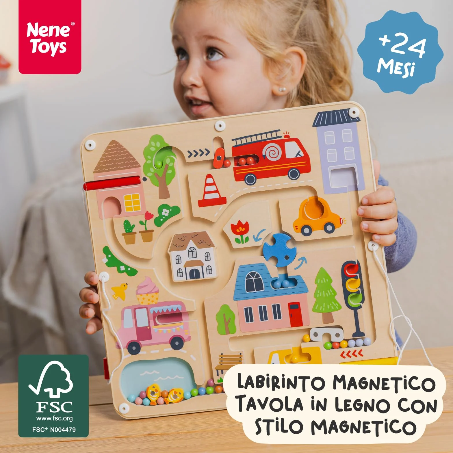 Nene Toys Labirinto Magnetico per Bambini 2+ Anni – Gioco Magnetico da Viaggio Busy Board Montessori