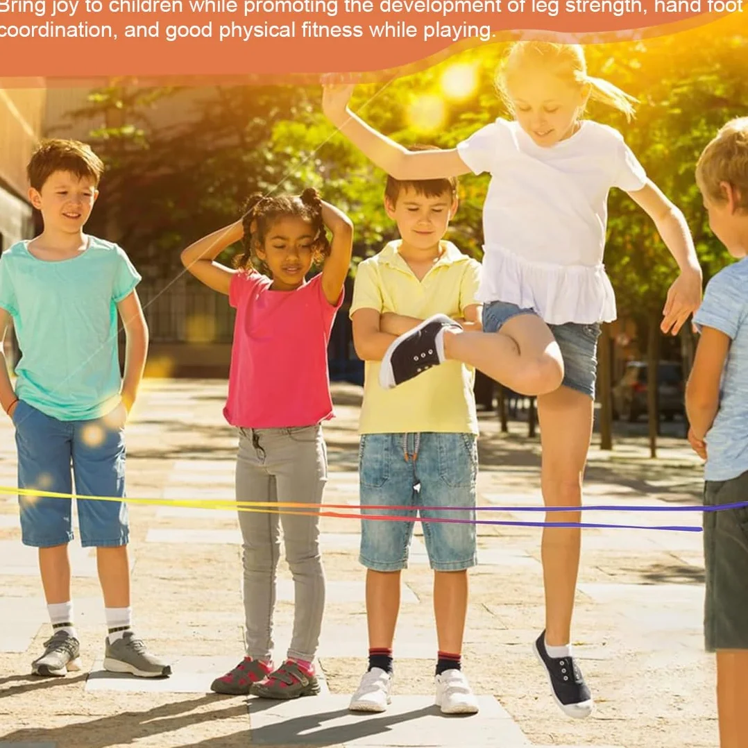 WUSJCOF 1 rotolo gomma per bambini, istruzioni giochi di salto, da interno e outdoor, ideale per salta, adatto per bambini dai 6 ai 10 anni, nastro arcobaleno, regalo per ragazze e ragazzi (6 metri)