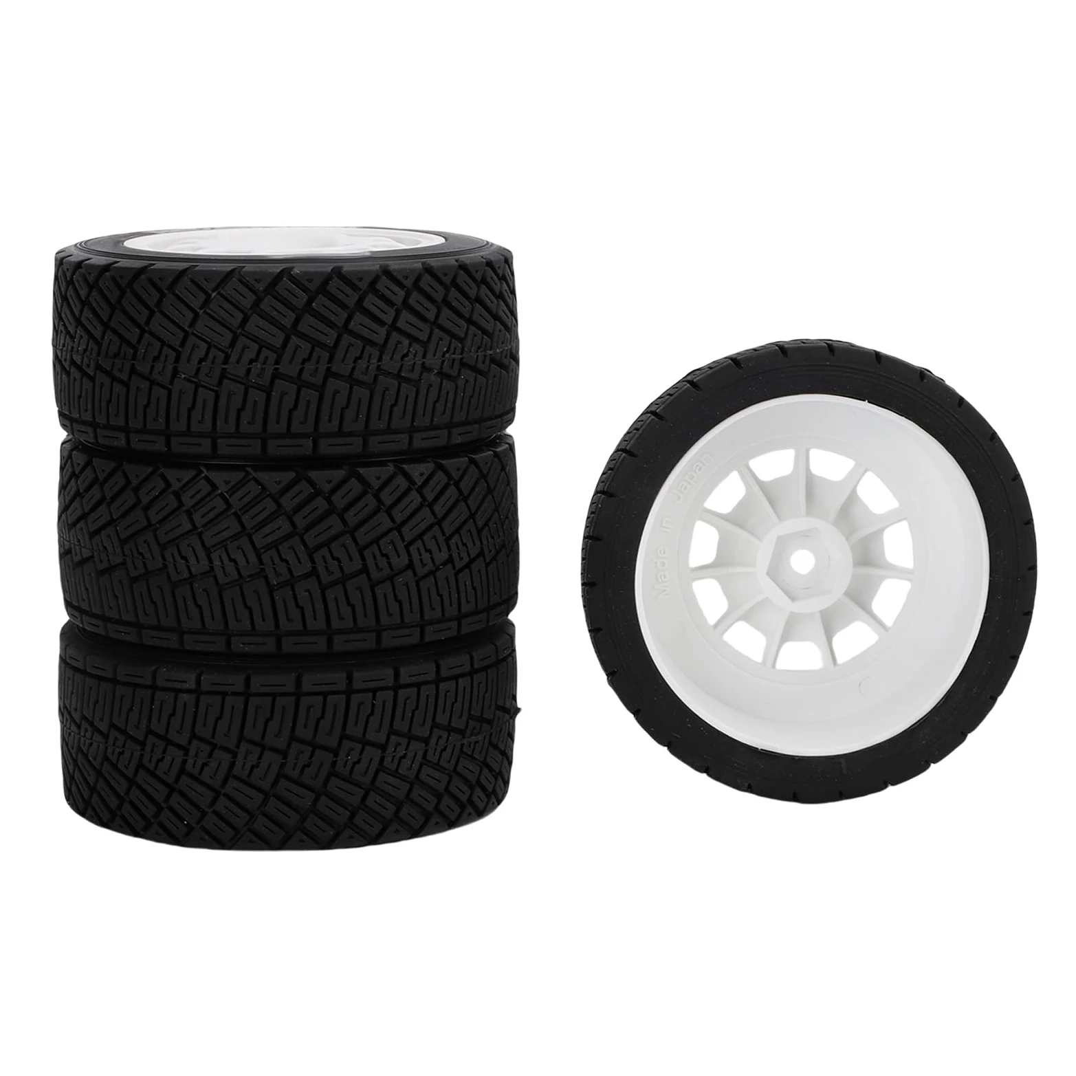 Set di 4 pneumatici per modellini di auto giocattolo resistenti e antiscivolo, per veicoli radiocomandati, ricambio in plastica da 12 mm