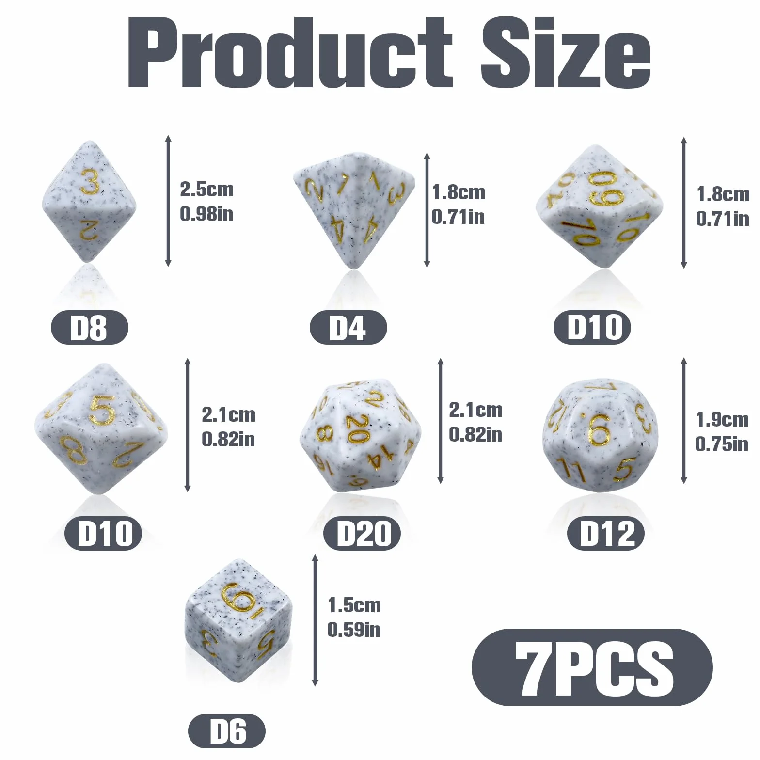 Set di 7 dadi poliedrici, dadi in poliedro con glitter DND Dice per Dungeons & Dragons RPG MTG DND (blu screziato)