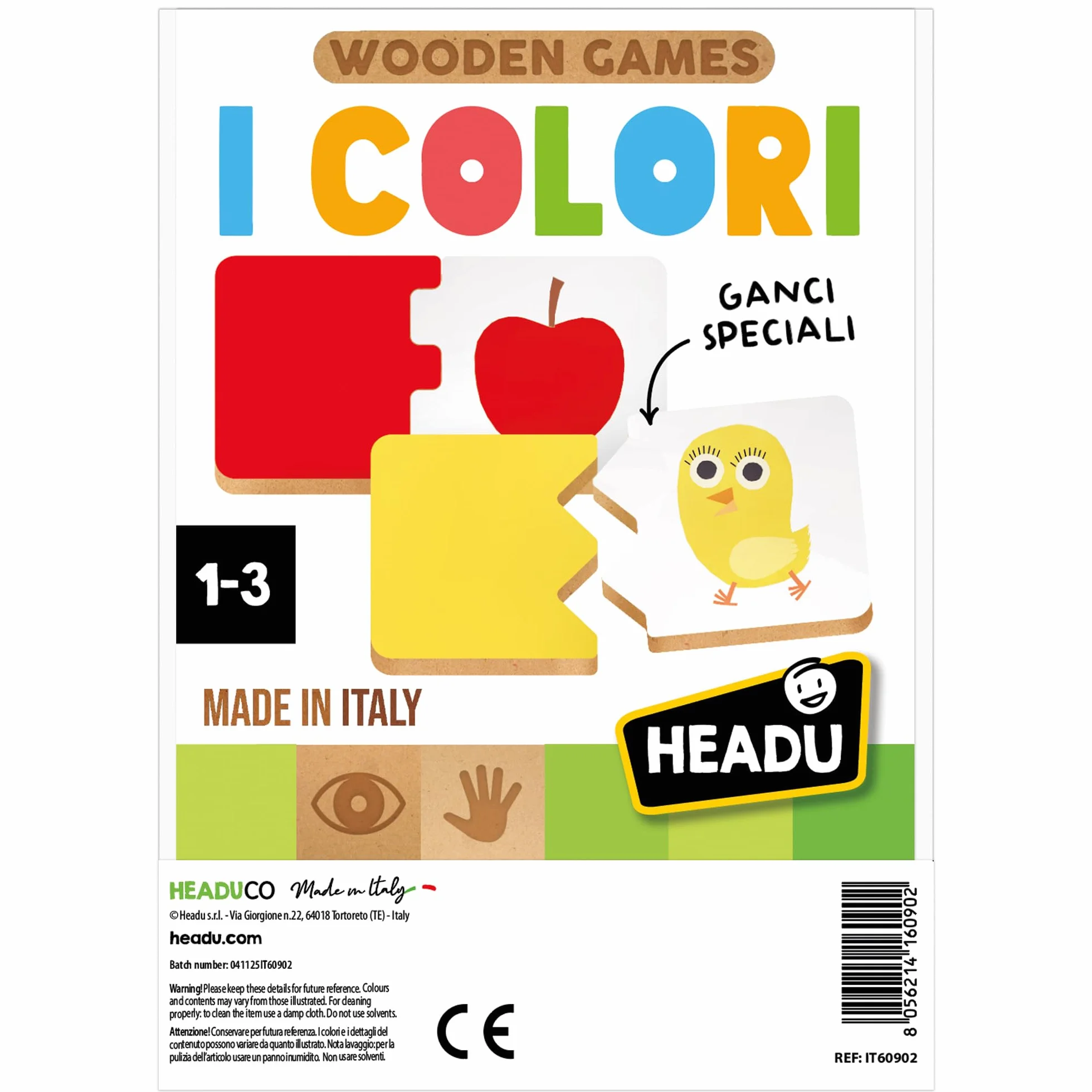Headu - I Colori - Colori per i piccoli! | Gioco Educativo Bambini 2 3 4 Anni, Gli Unici Giochi in Legno Made in Italy, Attività Divertenti che Stimolano l'apprendimento, Idea Regalo Natale Pasqua