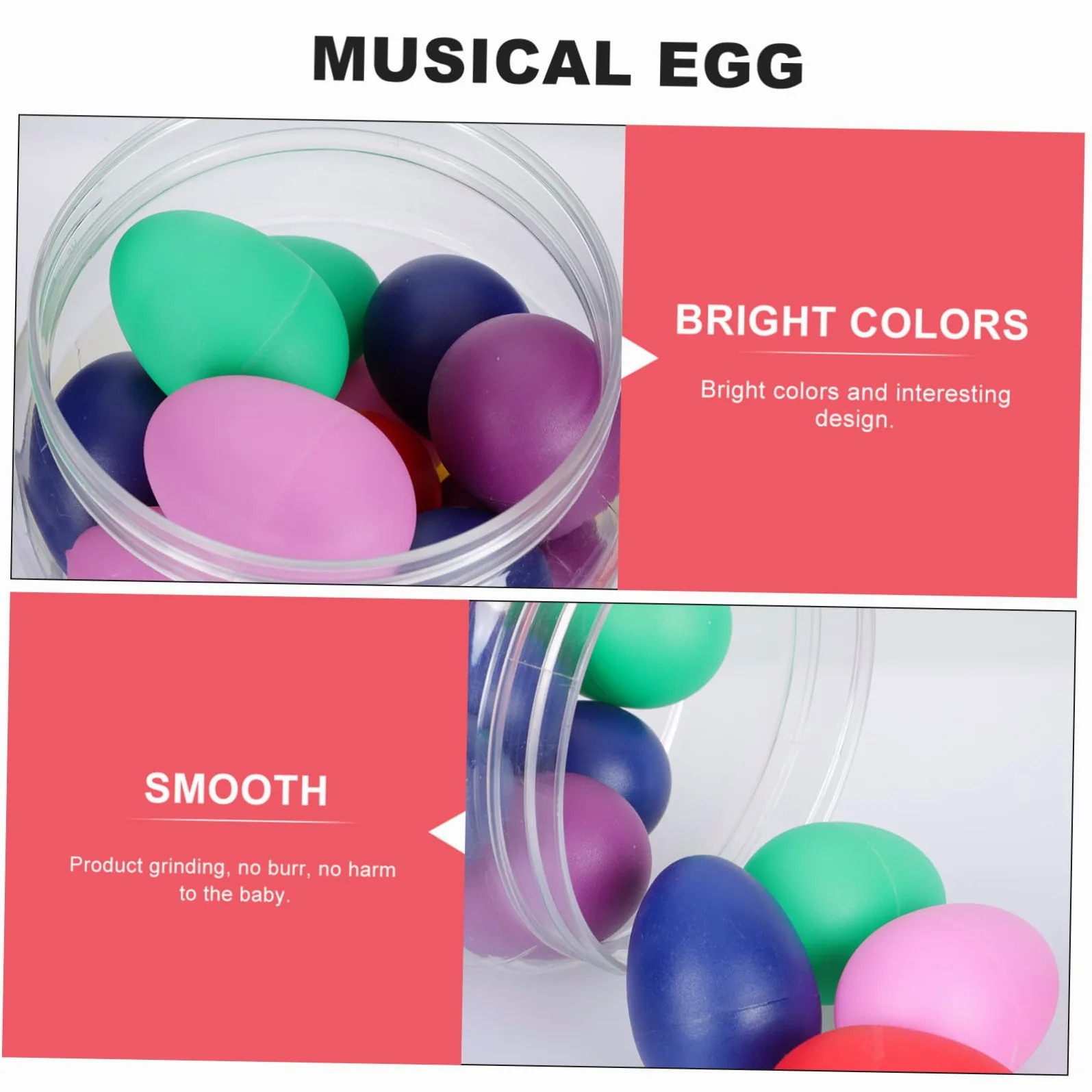Toddmomy 20 Strumenti Musicali a Uovo per Percussioni per Ragazzo Ragazza, Portatili in Plastica Superficie Liscia per Educazione Precoce e Compleanni Colore Casuale