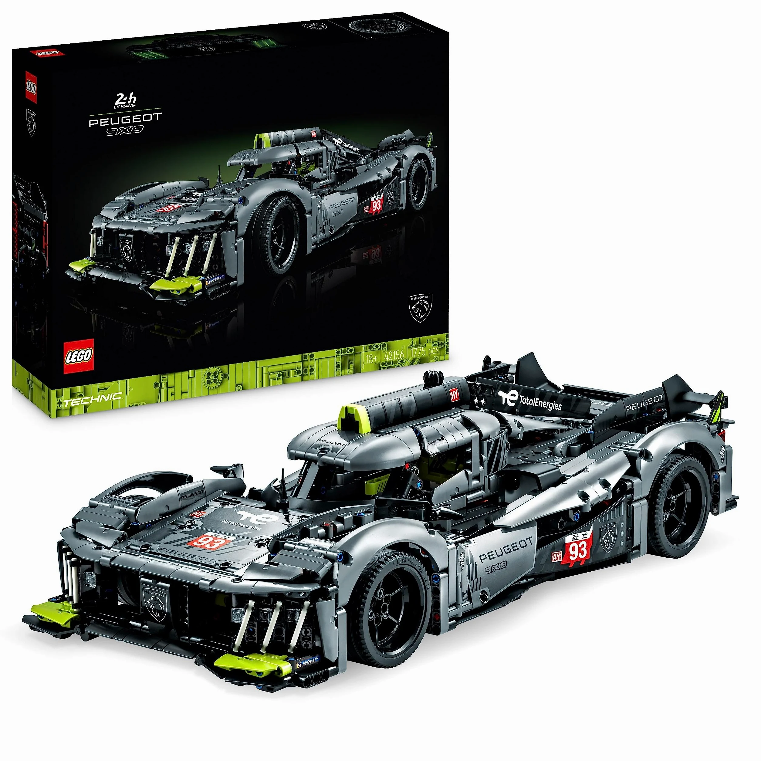 LEGO 42156 Technic PEUGEOT 9X8 24H Le Mans Hybrid Hypercar, Iconico Modellino di Auto da Corsa per Adulti da Costruire, Idea Regalo per Uomo o Donna, Set Automobilistico da Collezione in Scala 1:10