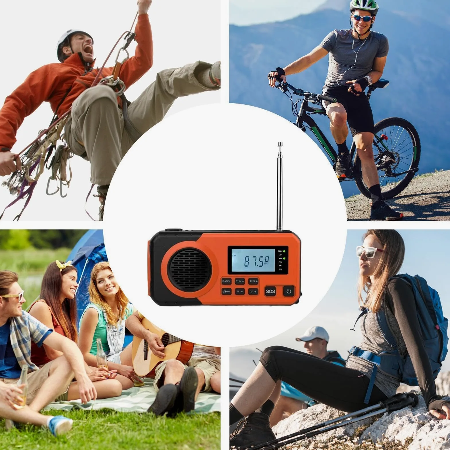 Radio Solare Portatile A Manovella | Radio AM FM Outdoor Per Le Donne Uomini Camperatori Escursionisti Marina Escursionismo Campeggio Tempesta Inverno Zaino Pesca