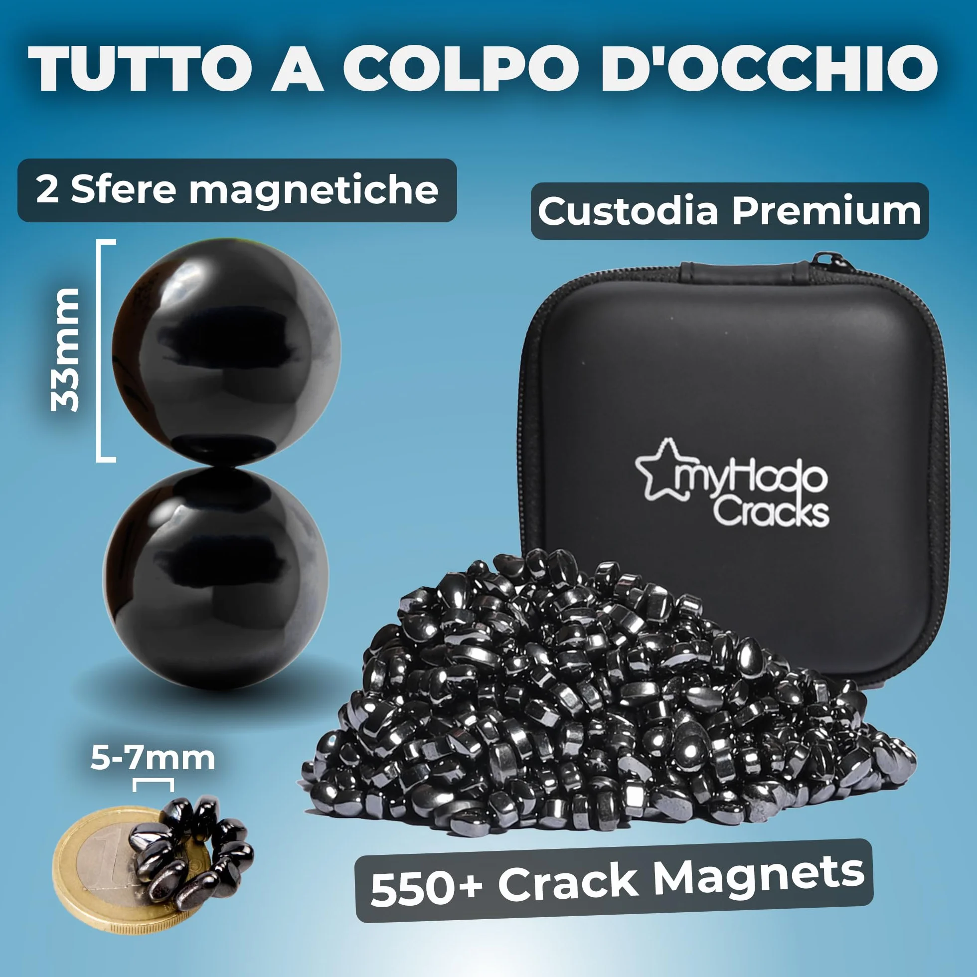Zestaw Magnesów Kulek 33 mm i 550+ Kulek 6 mm Taktilny ASMR Antystresowy dla Koncentracji i Relaksu