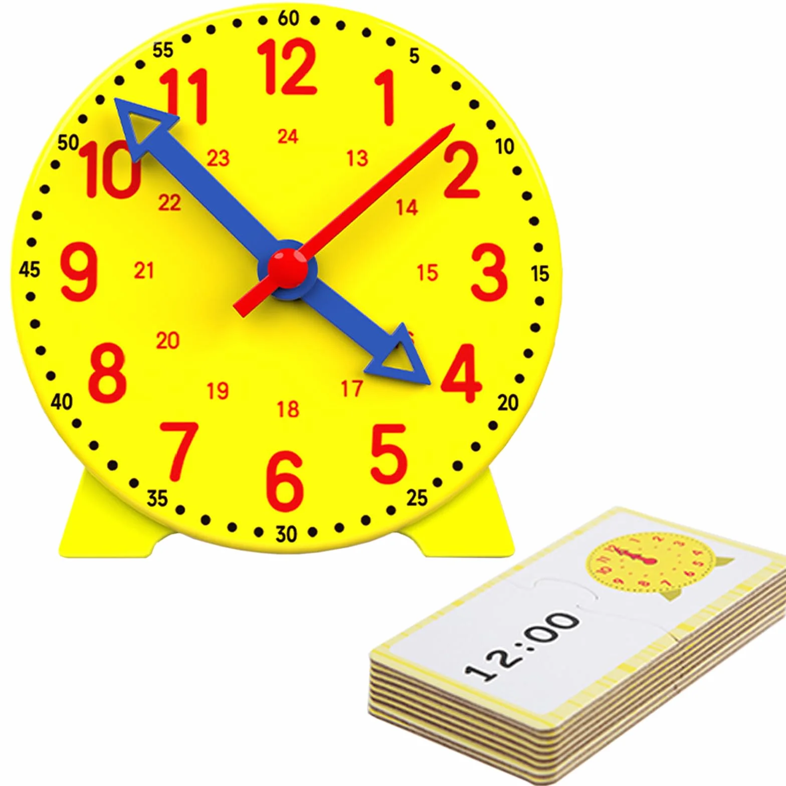 Gioco Orologio Bambini, Orologio Educativo Learning Resources Set di attività di Lettura dell’Ora Giochi Matematica Modello di Orologios Didattico con 12 Carte Didattiche, per Ragazzi, Ragazze