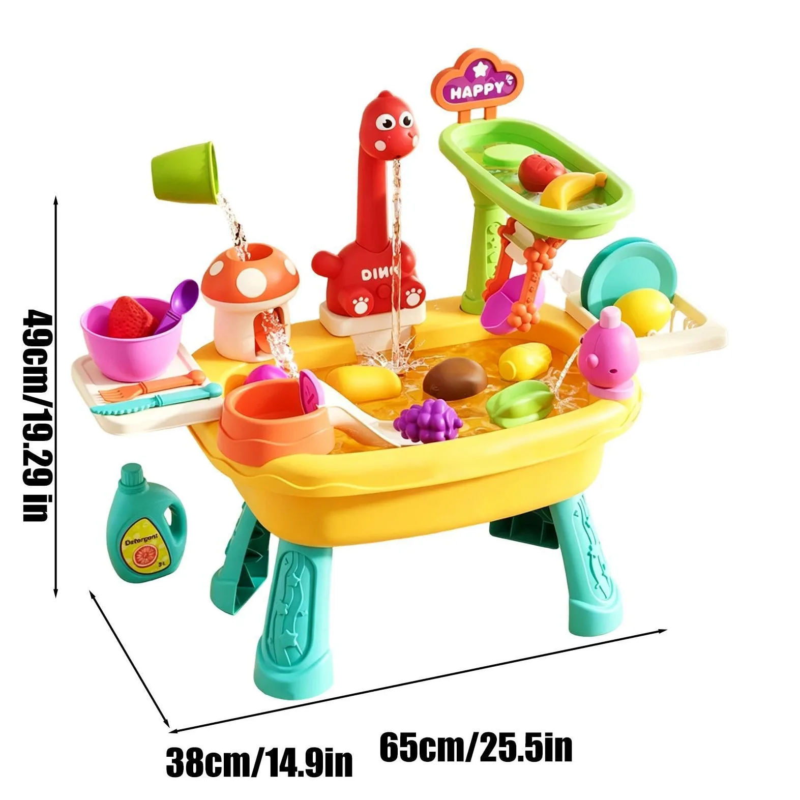Tavolo da gioco con rubinetto e simpatico set da gioco con dinosauri | Tavolo da gioco per bambini giocattoli d'acqua all'aperto per ragazzi ragazze sviluppo cognitivo educazione precoce e