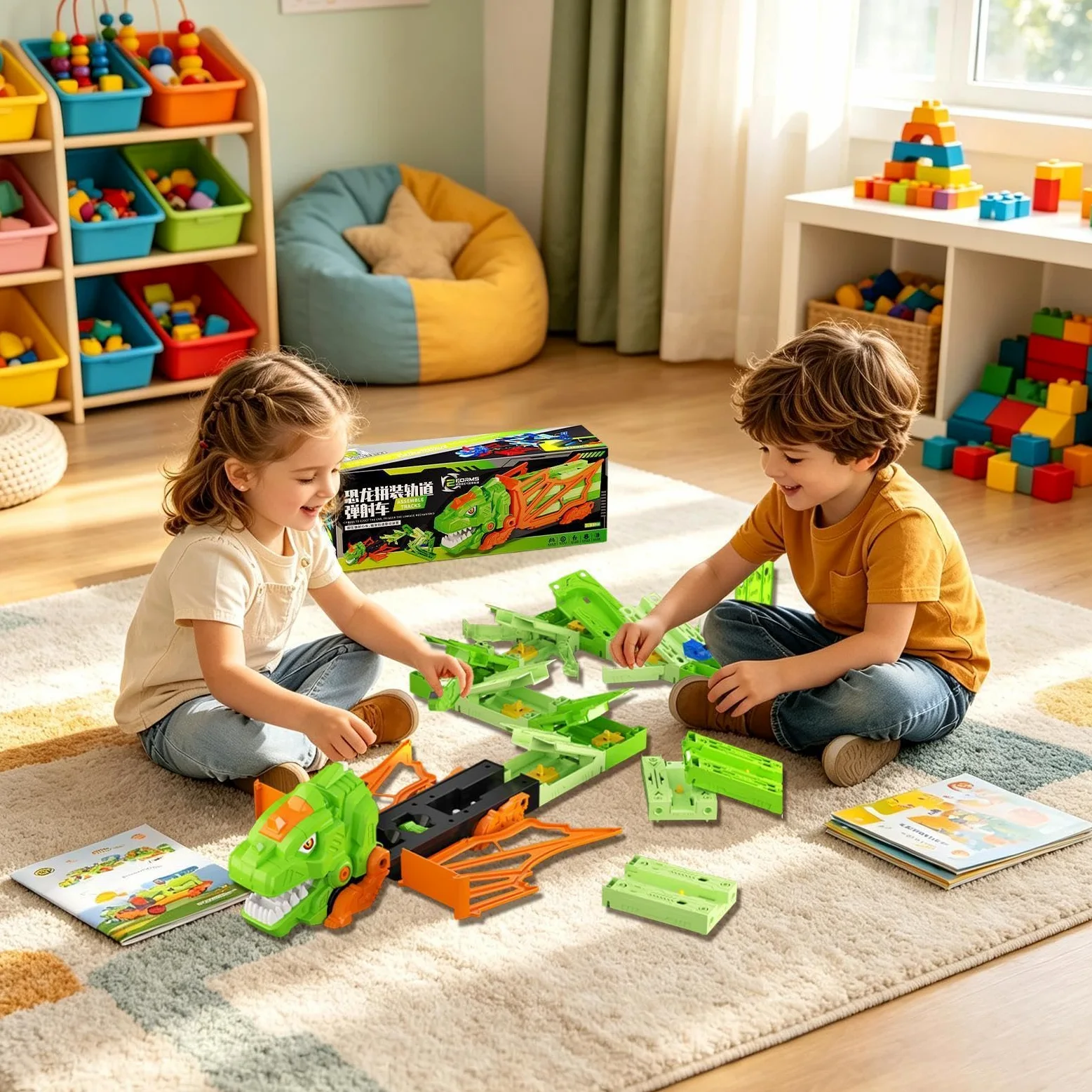 Pista Dinosauri Giocattoli Interattivo Flessibile DIY Educativo | Pista Da Corsa Dinosauri Giocattolo Per Bambini, Da Interno, Giardino, Casa, Regalo Di Compleanno E Viaggio