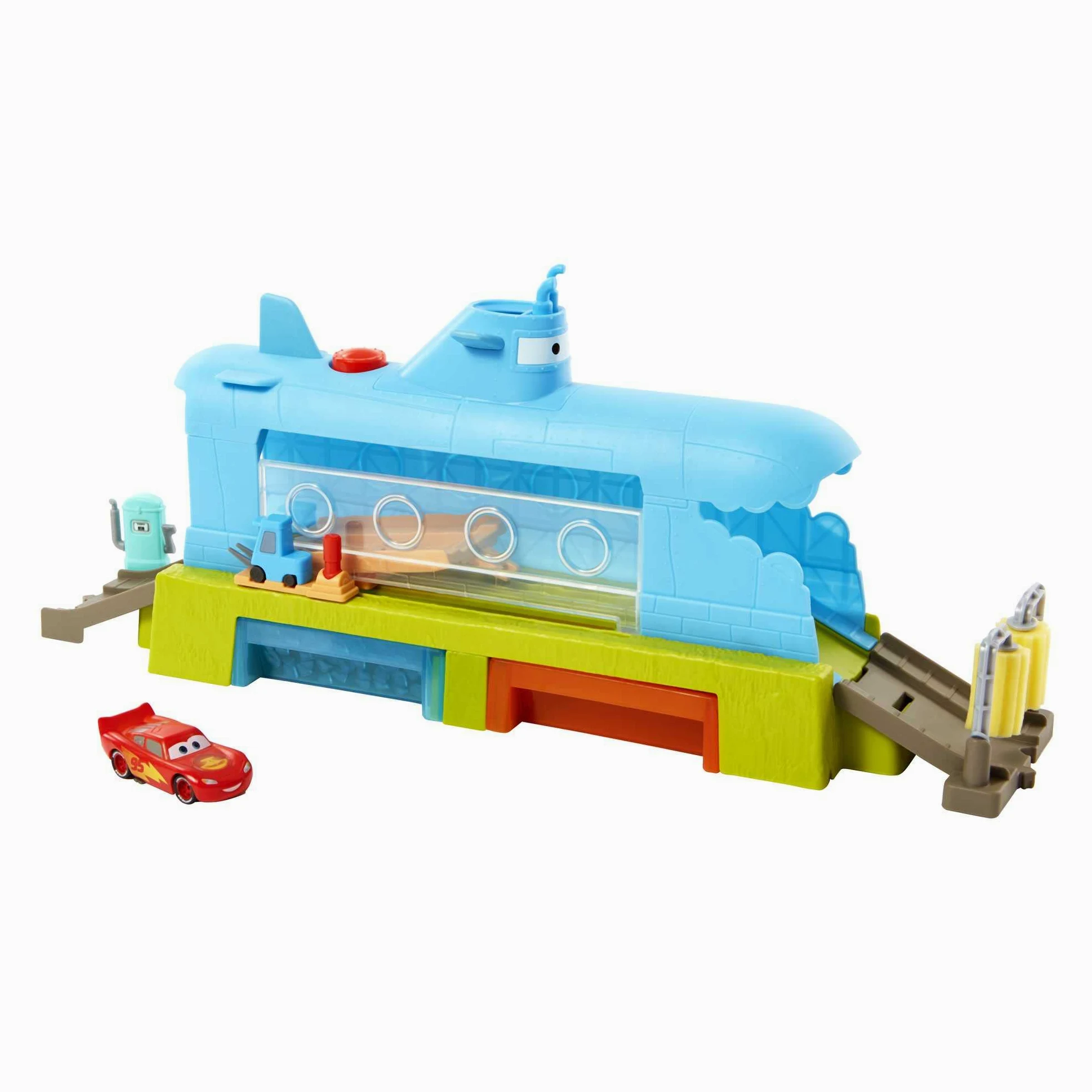 Mattel Disney Pixar Cars - Autolavaggio balena-sottomarino cambia colore playset con veicolo cambia colore, Giocattolo per Bambini 4+ Anni, HGV70