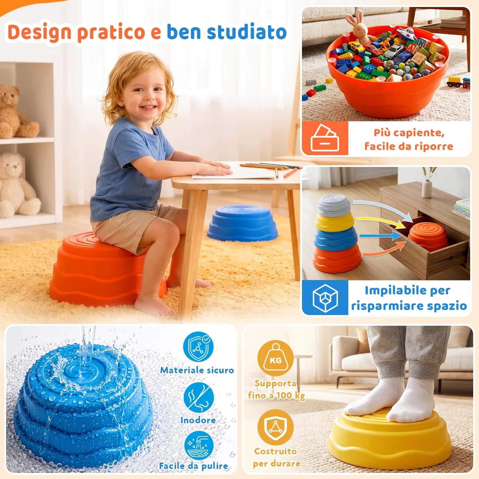 Rtomy Stapelstein, Pietre Equilibrio Bambini, Stepping Stones Giochi da Esterno e Interno, Antiscivolo e Silenzioso, Favorise Equilibrio e Coordinazione, Regalo Bambini 3 4 5 6 Anni