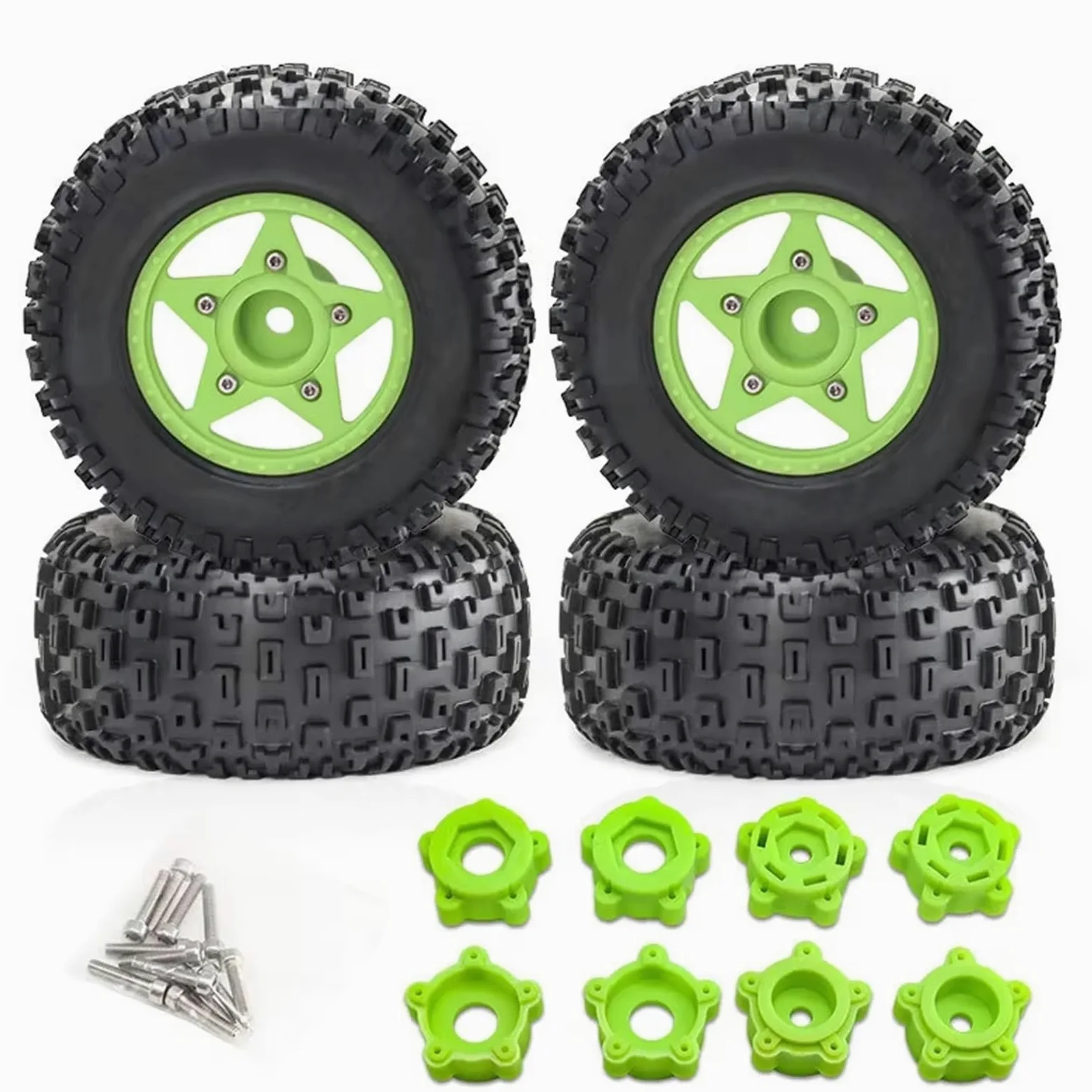 Auto RC Accessori per Traxxas per Slash per ARRMA per SENTON 1/8 1/10 RC Auto 4 Pezzi 110mm Pneumatico per Camion A Breve Corso con 12mm 14mm 17mm Ruota Esagonale(Red)