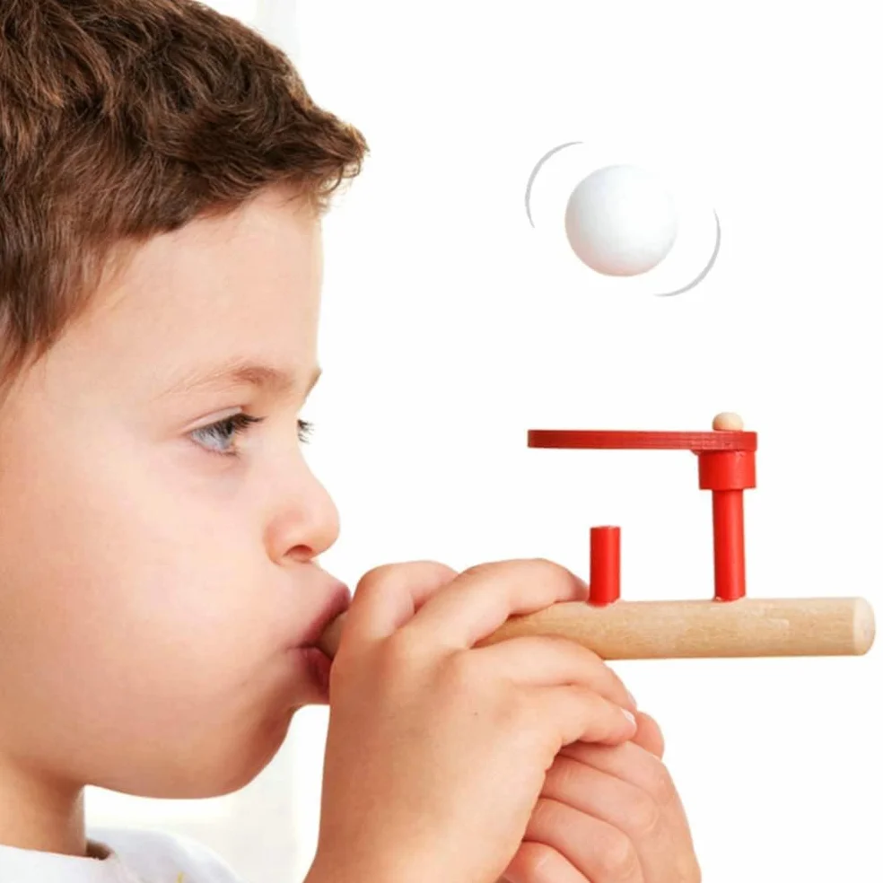 2 set di lembi palla giochi in legno per bambini palla fluttuante pustball legno pipa per bambini gioco di abilità per esercizi respiratori
