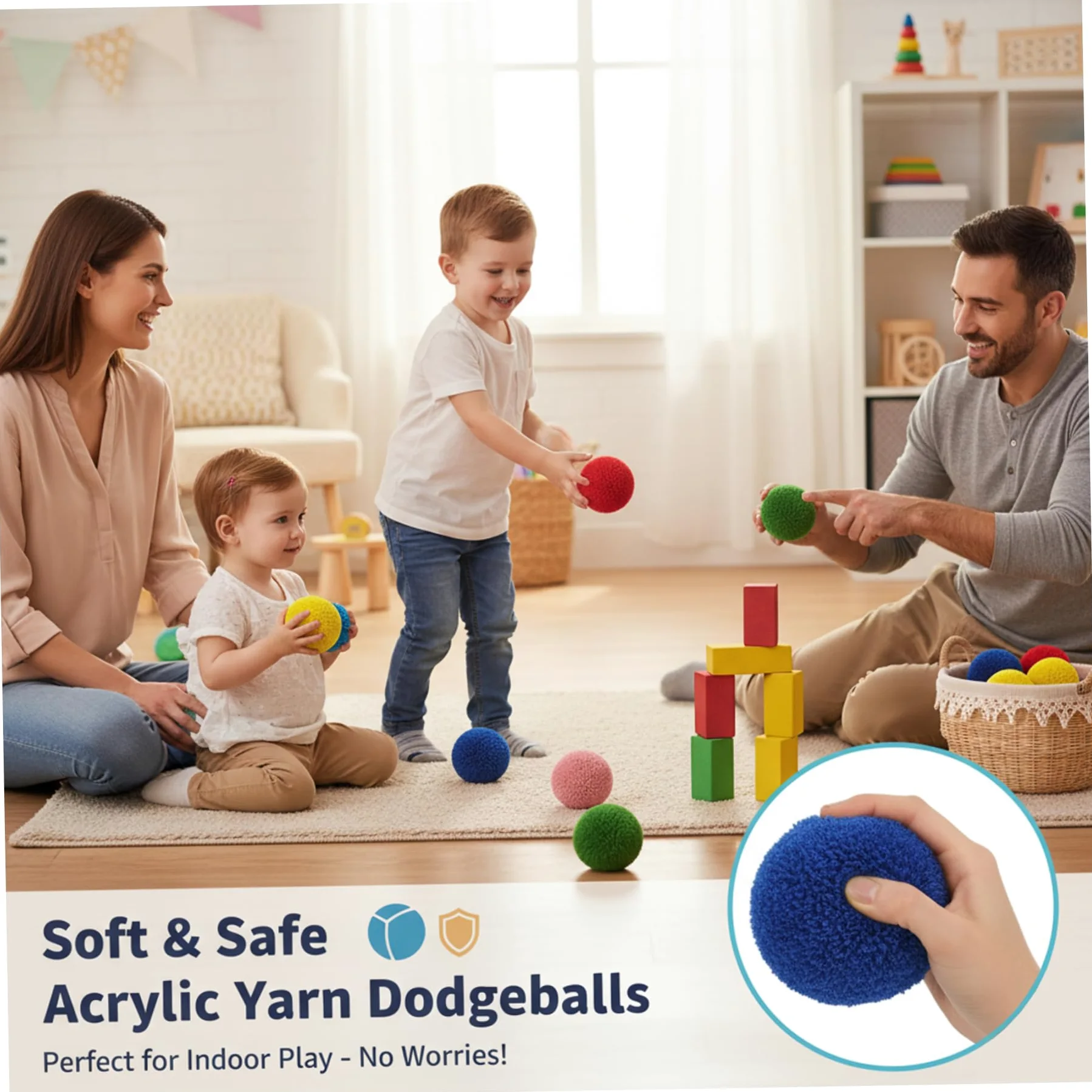 Confezione da 24 Palline di Filato, Palline morbide e Soffici da 10 cm per Bambini e Adulti, da Gioco sicure per Giochi all'aperto al Coperto, Pallamano, Casuale