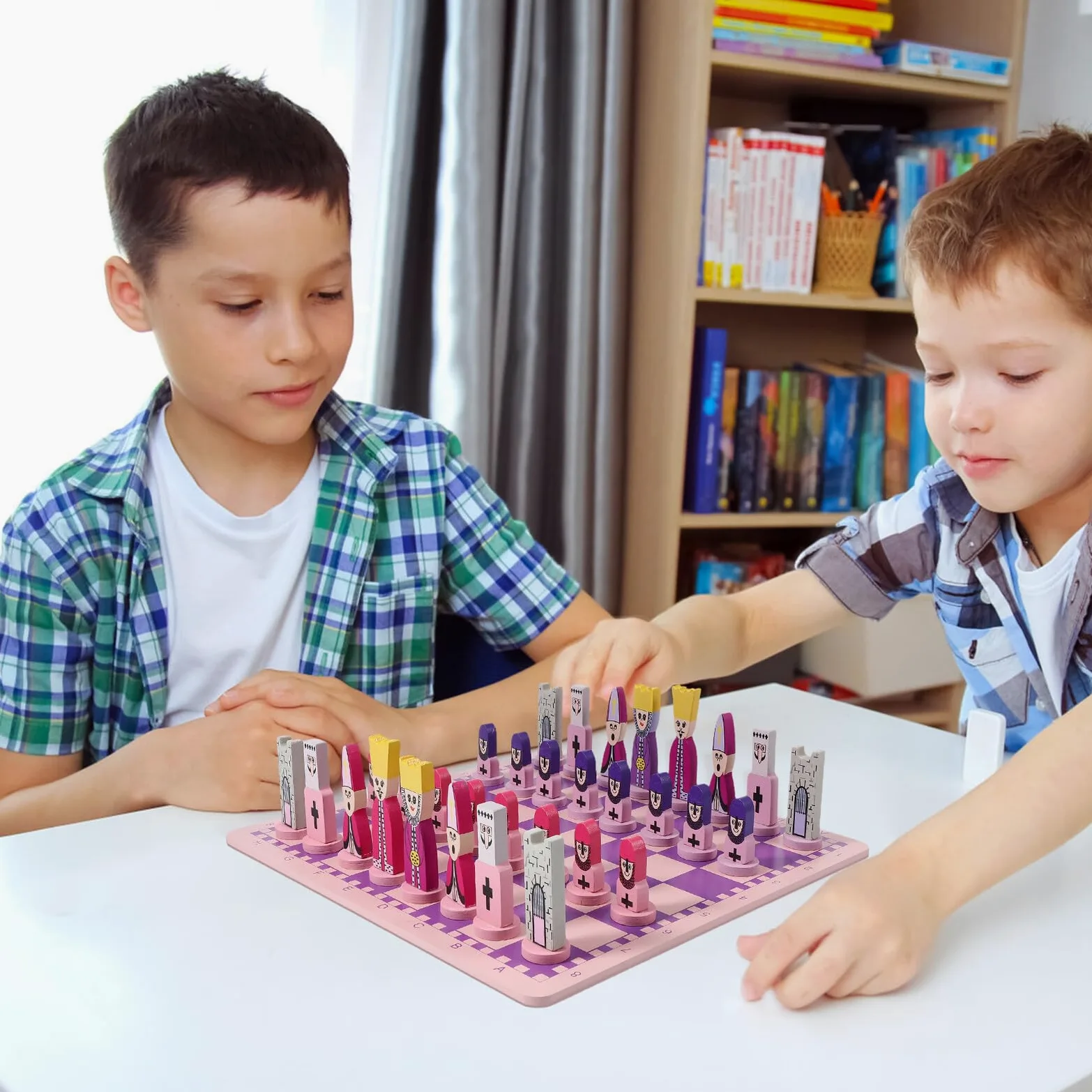 Alasum Set di Scacchi da Viaggio in Legno Porpora con Scacchiera Pieghevole, Giocattolo Educativo per Bambini e Adulti, Lavorazione Fine senza Sbavature, Design Unico