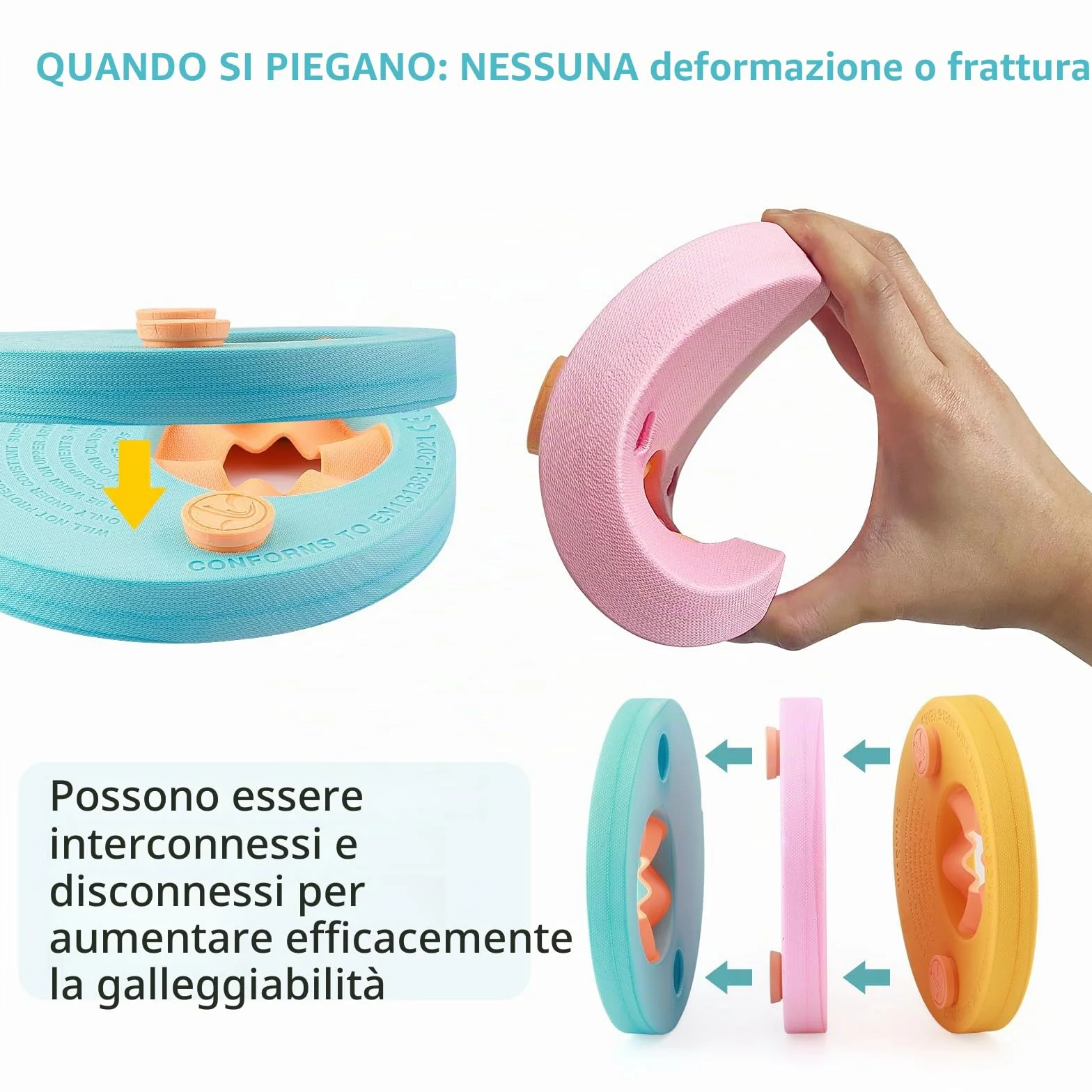 6 Pezzi braccioli bambini，corrimano schiuma, braccioli nuoto bambini，Adatto ai bambini che imparano a nuotare