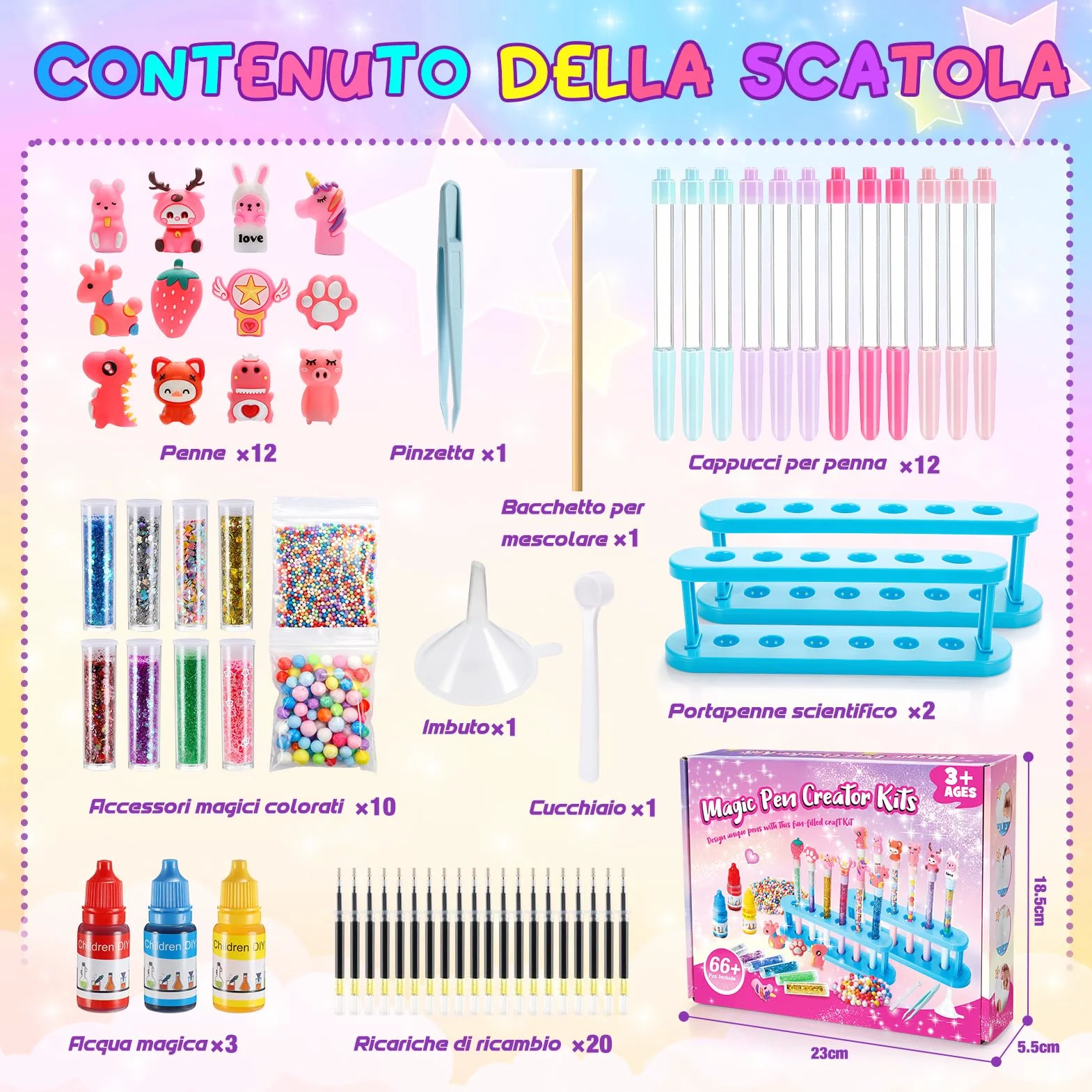 Laboratorio Delle Penne Fabbrica delle Penne 66+ Pezzi Set Regalo Bambina 5-12 Anni Creativi Giochi Cancelleria