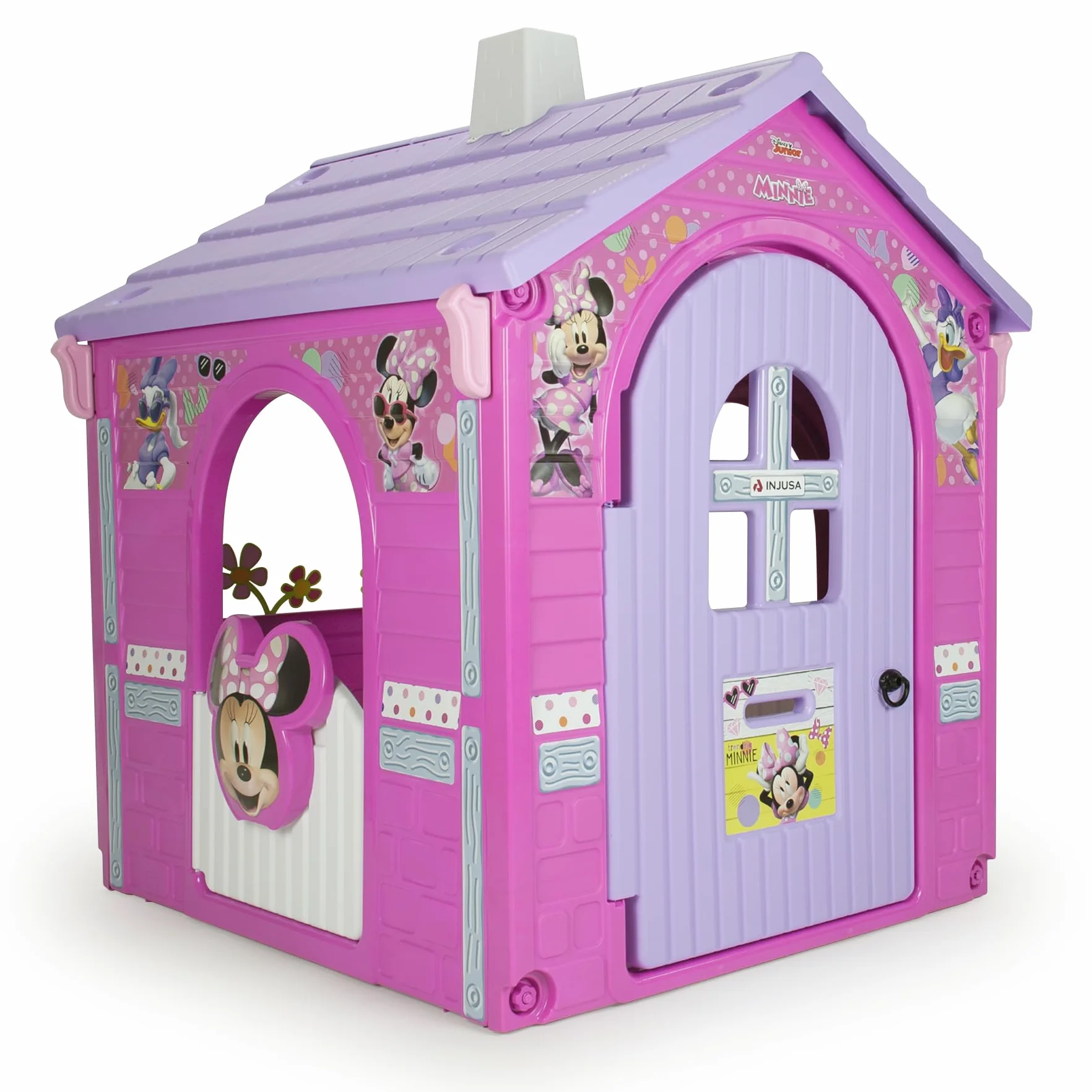 Casetta Bambini Minnie Mouse INJUSA Dai 3 Anni Rosa E Lilla Con 3 Porte 1 Finestra Plastica Resistente Ufficiale Disney Cabina Esterno Giardino Stimola Fantasia Facile Da Montare Bimba