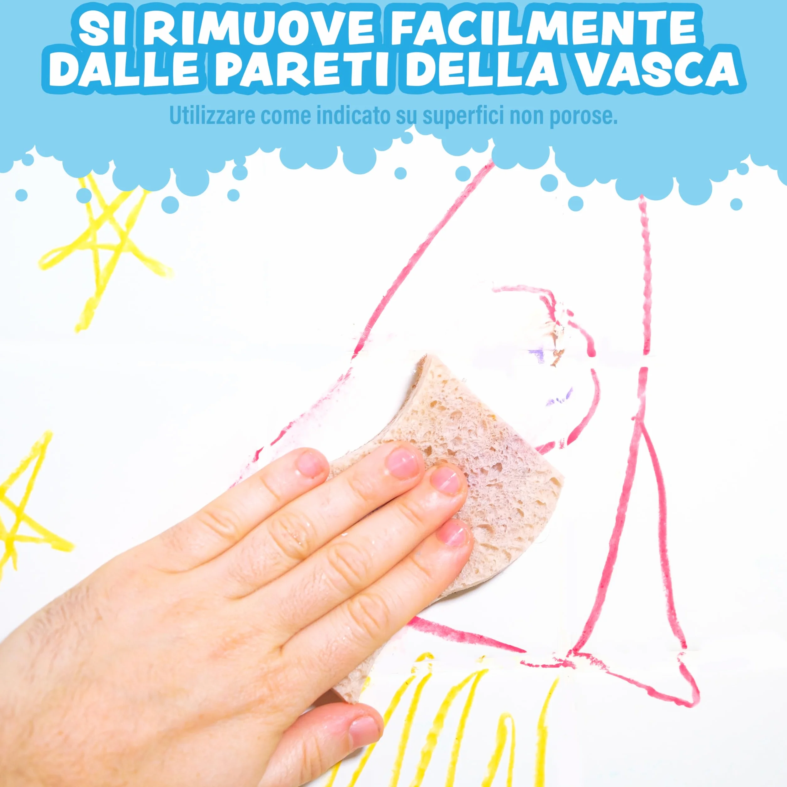 Tub Works® Pastelli da bagno, giocattolo per il bagno, confezione da 12 | Matite da bagno atossiche e lavabili per bambini | Disegna sulle pareti della vasca bagnata e asciutta | Forma esagonale