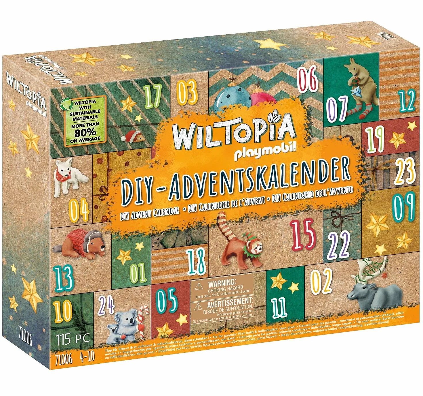 PLAYMOBIL Wiltopia 71006 Calendario Dell'Avvento Fai da Te, Viaggio degli Animali Intorno, Include 23 Animali da Tutto, Giocattolo Sostenibile per Bambini dai 4 Anni in su